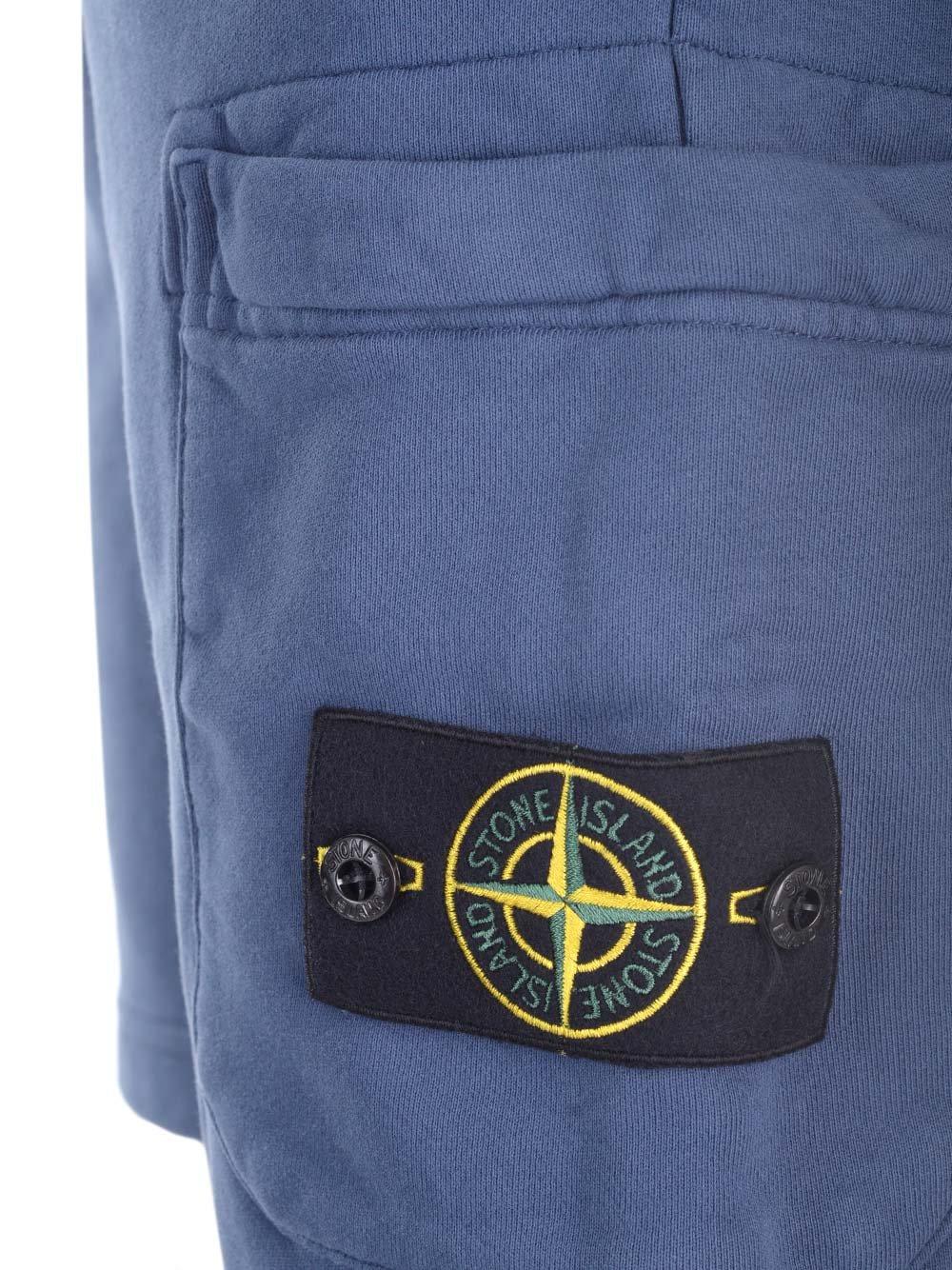 Shop Stone Island Blue Bermuda Shorts With Cargo Pocket