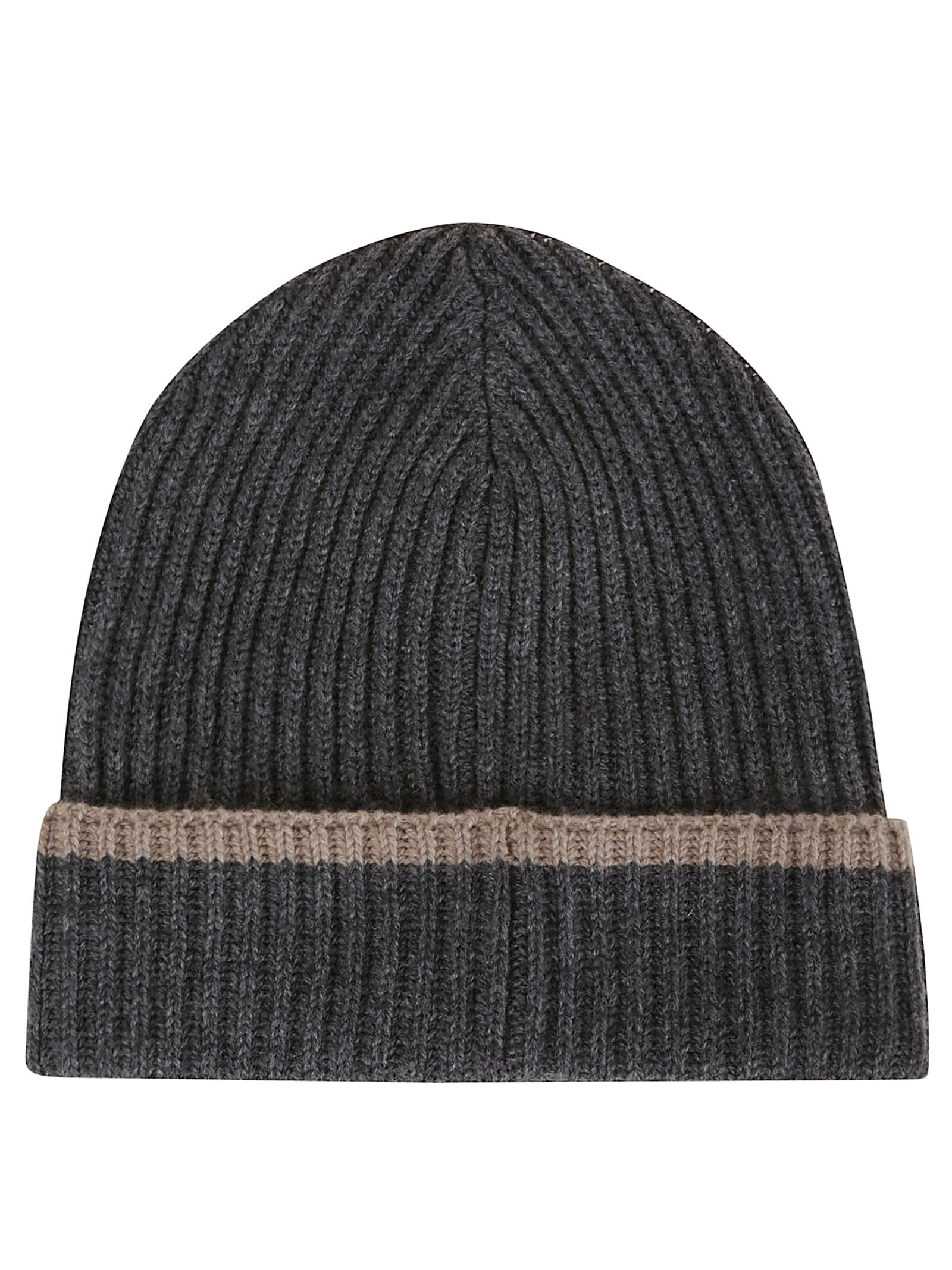 Brunello Cucinelli Ribbed Cashmere Beanie In Gray