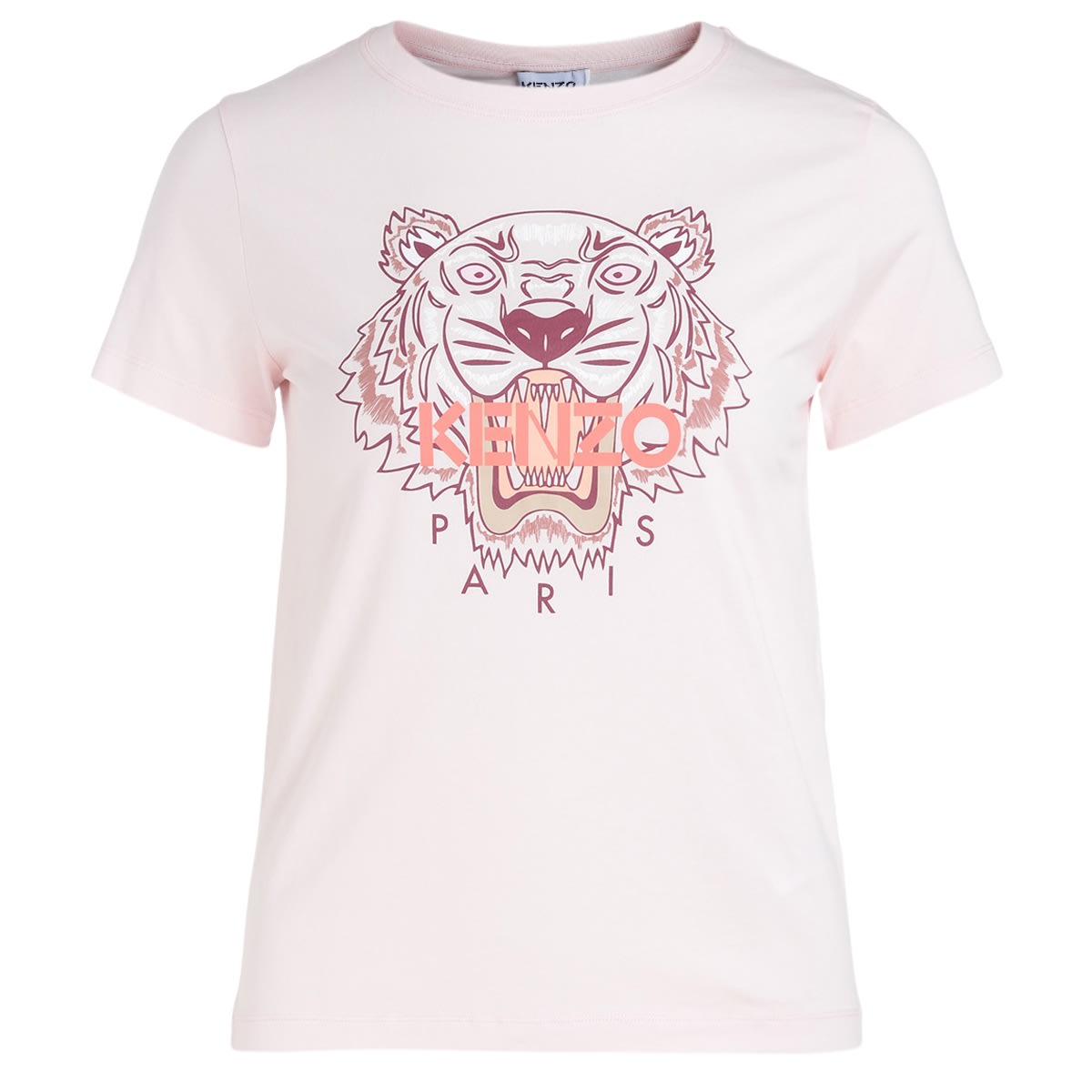Kenzo Tiger Light Pink T-shirt With Violet Print