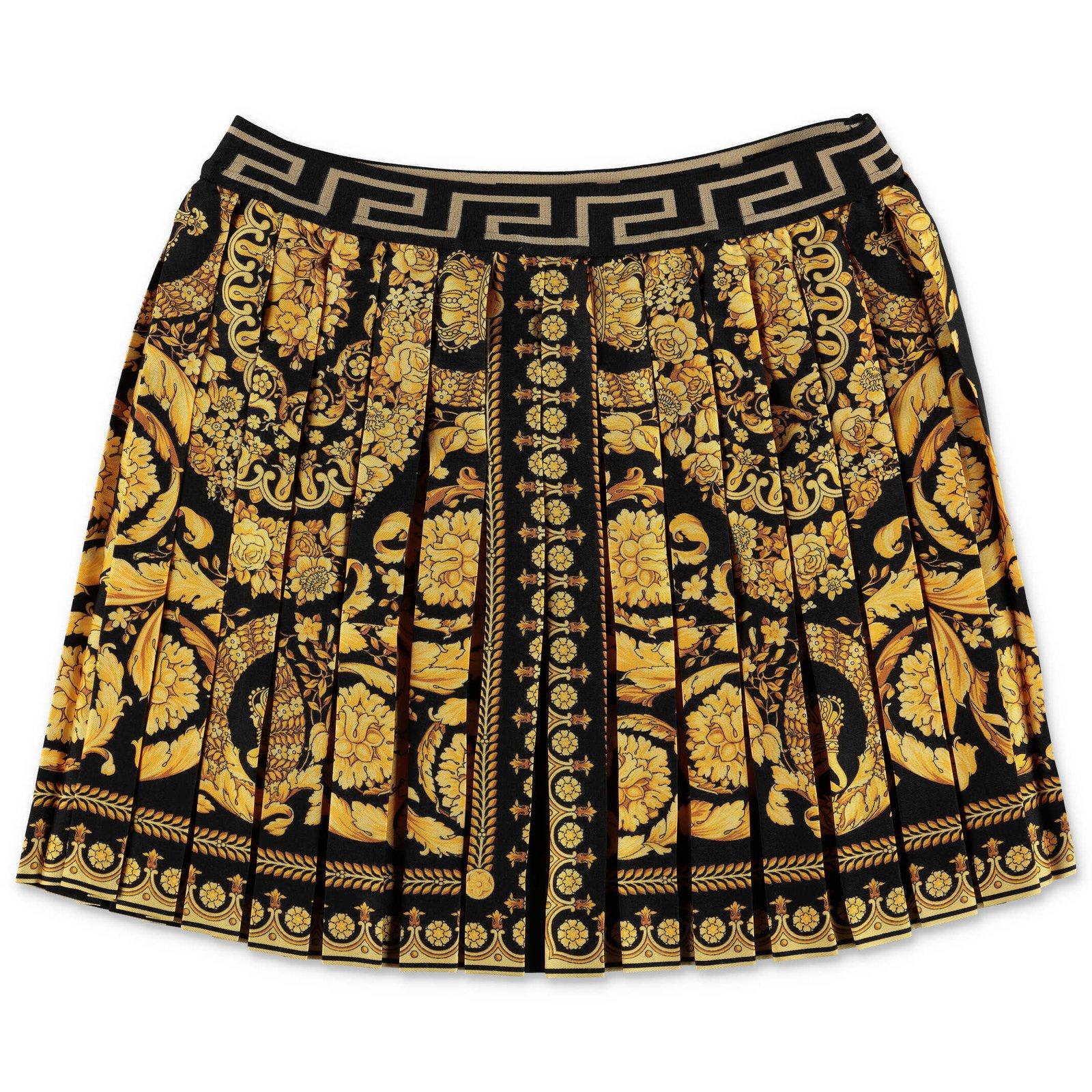 Young Versace Barocco Printed Fully Pleated Mini Skirt