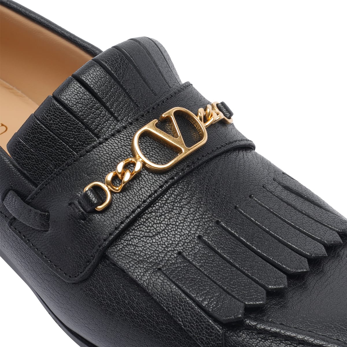 Valentino Vlogo Signature Kidskin Loafer With Fringes