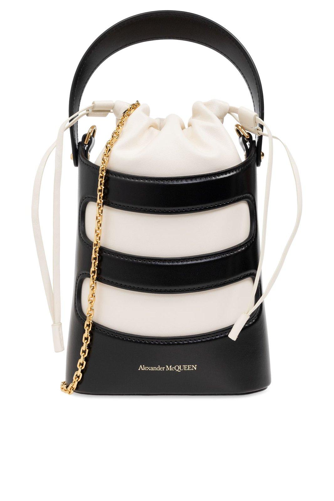 Shop Alexander Mcqueen The Rise Mini Bucket Bag In Black/neutrals