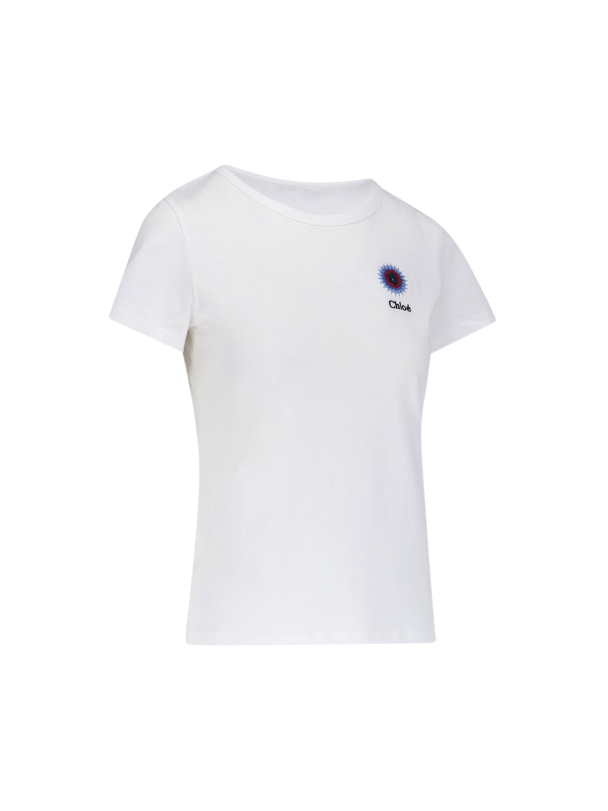 CHLOE GRAPHIC LOGO PARIS BEAUTIFUL Tiny FLOWER CHIC WHITE T-Shirt TOP M NWT  €390