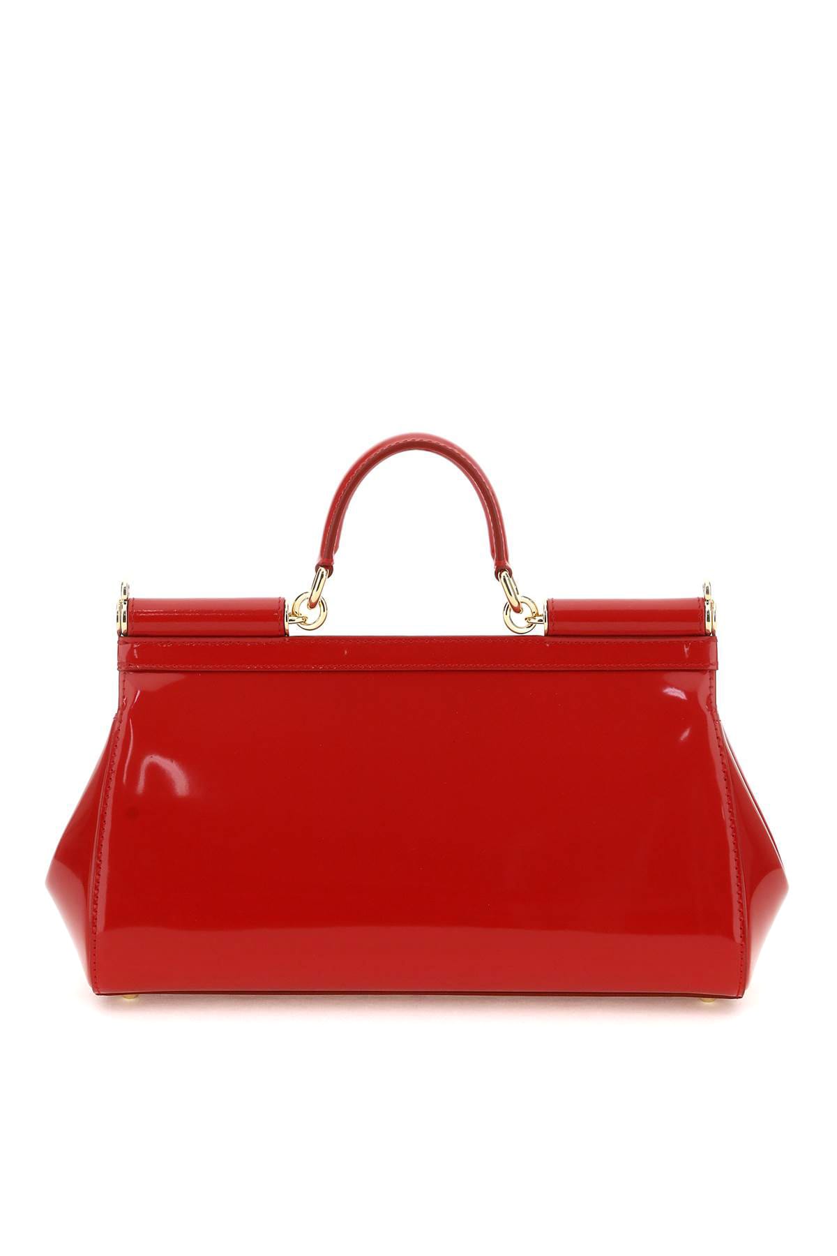Shop Dolce & Gabbana Patent Leather Medium New Sicily Bag In Red