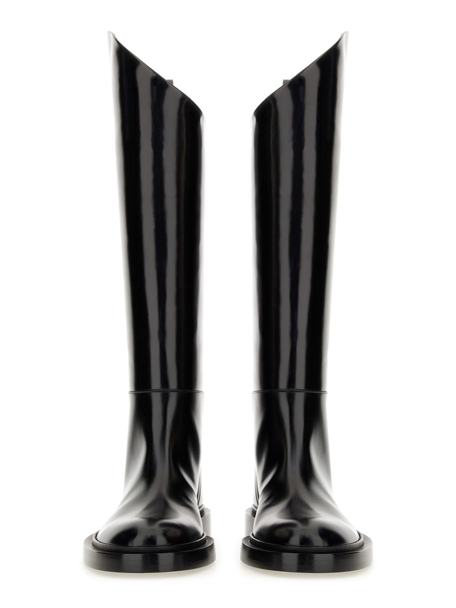 Shop Jil Sander Leather Boot In Black