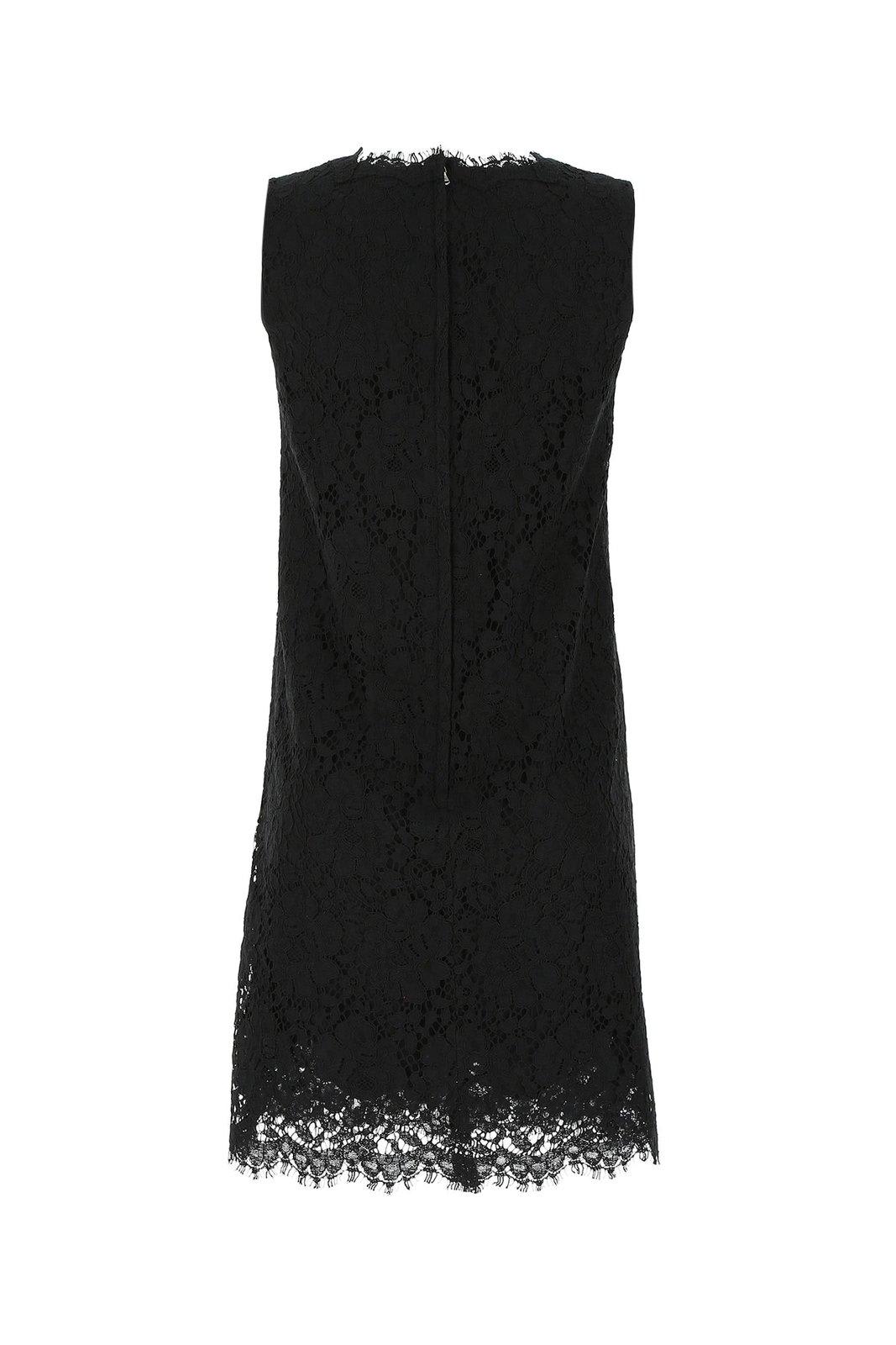 Shop Dolce & Gabbana Lace Sleeveless Mini Dress In Nero