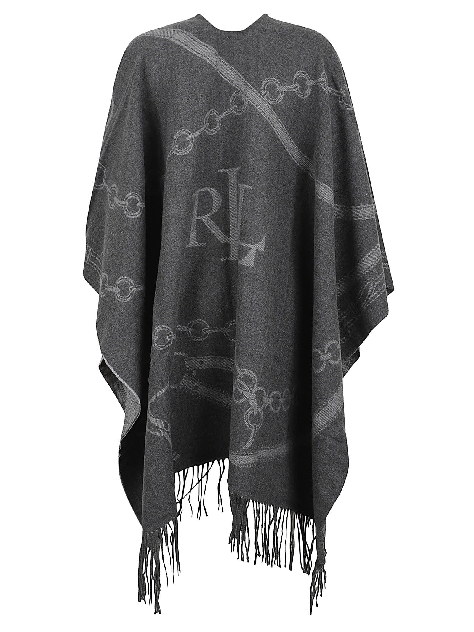 Ralph Lauren Fringed-detail Cape In Gray