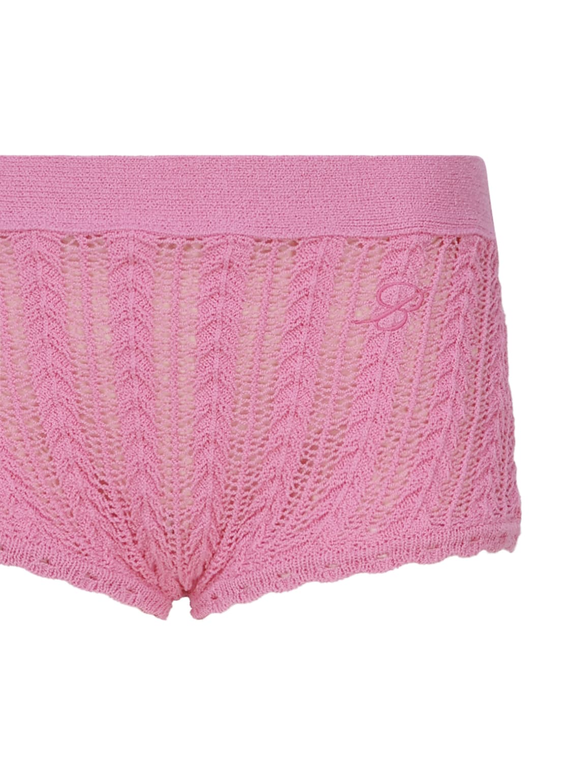 Shop Blumarine Cotton Knit Shorts In Pink Geranio
