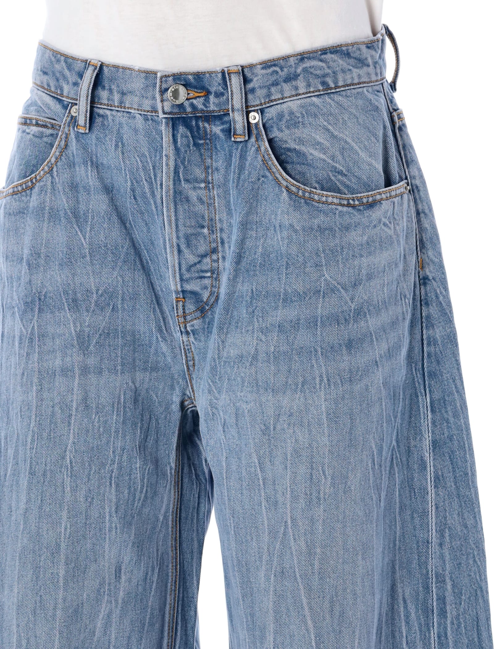 Shop Alexander Wang Oversized Round Low Rised Jeans In Blu Denim