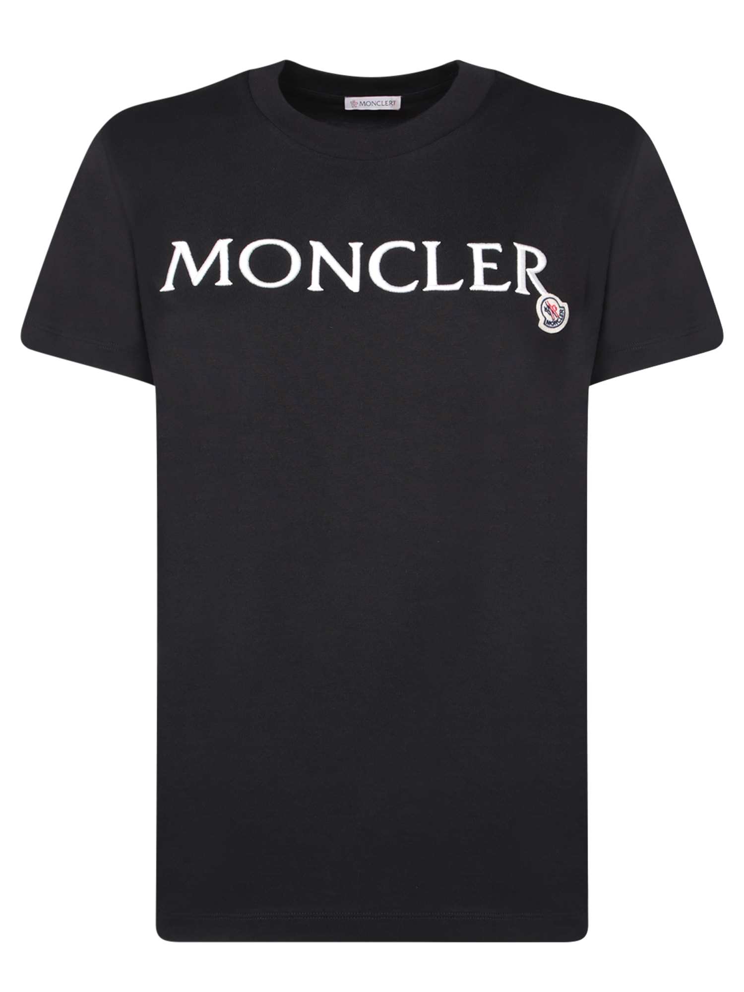 Shop Moncler Black Cotton Logo T-shirt