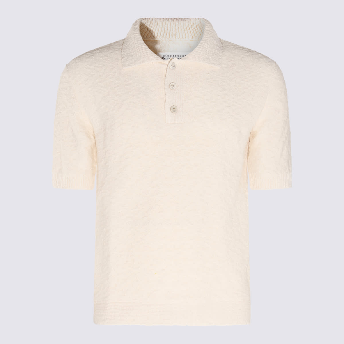 Shop Maison Margiela Cream Cotton Blend Polo Shirt In Beige