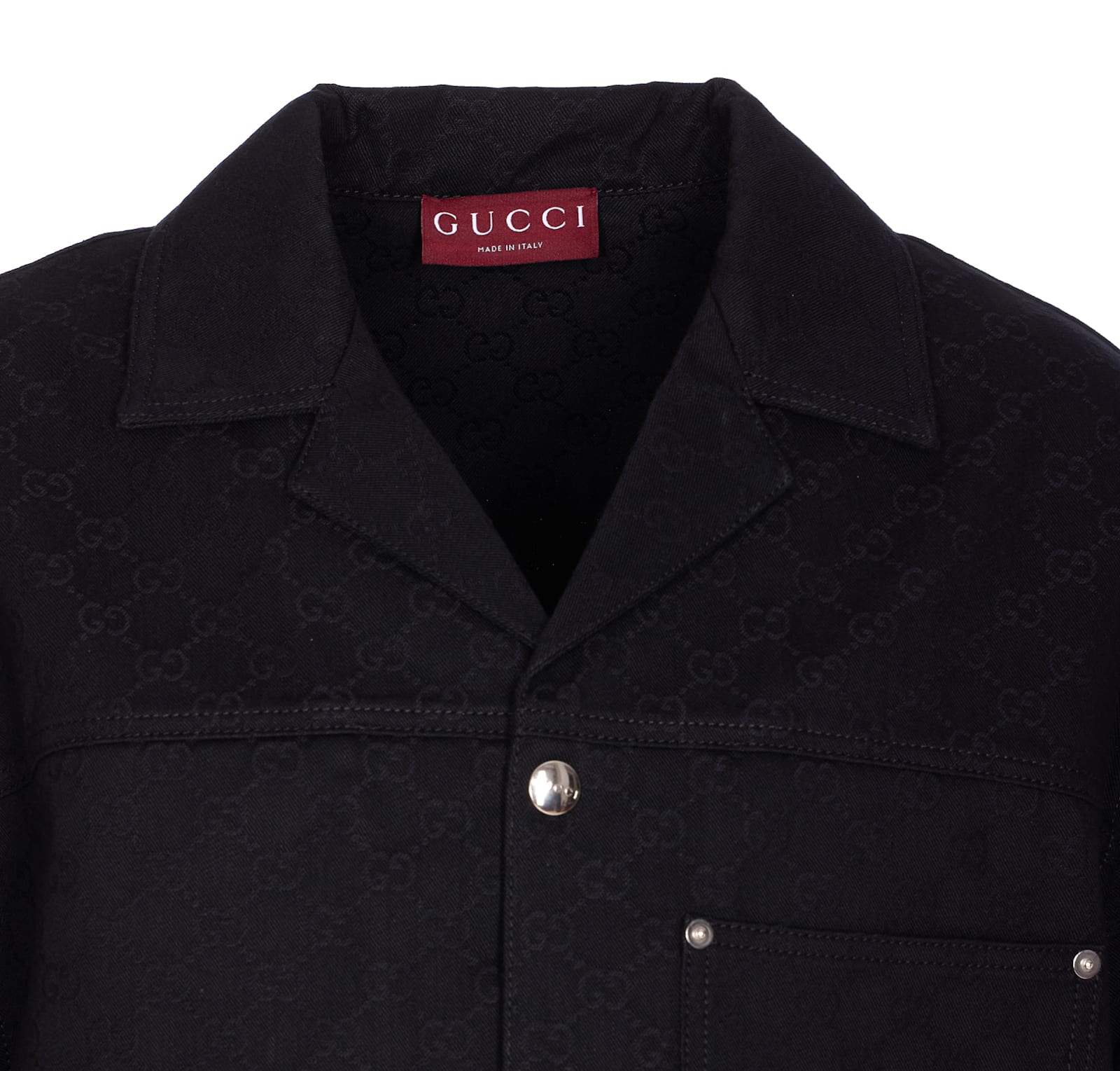 Gucci Classic Short-sleeve Cotton Shirt In Black
