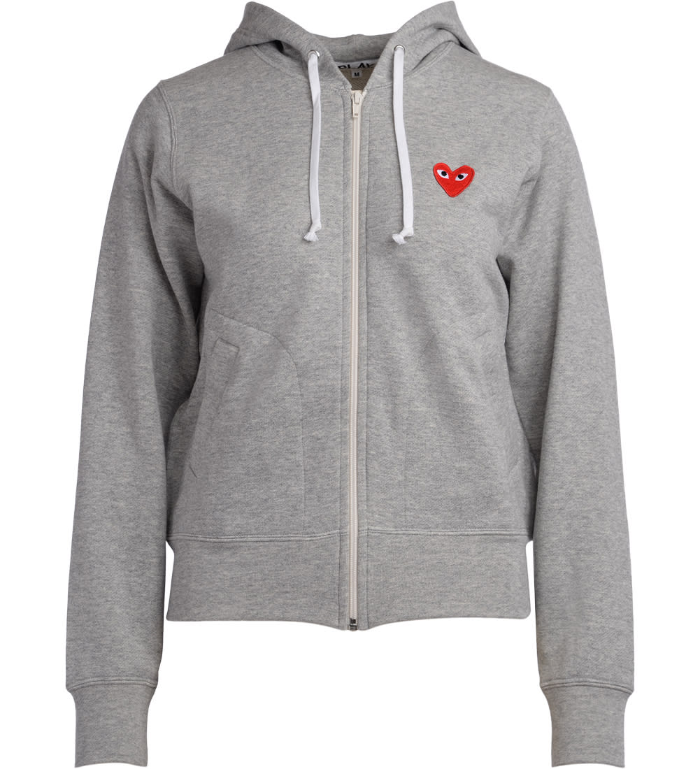 Comme des Garçons Play Comme Des Garcons Play Womens Grey Fleece With Red Hearts