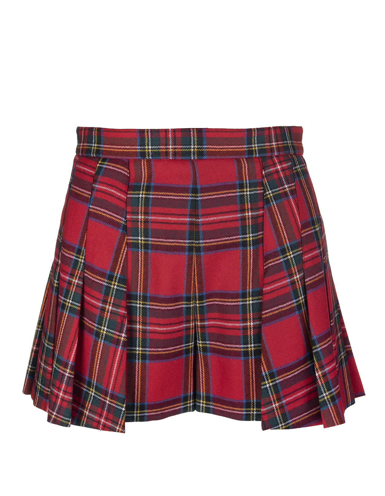 RED Valentino Red Wool Shorts With Tartan Pattern