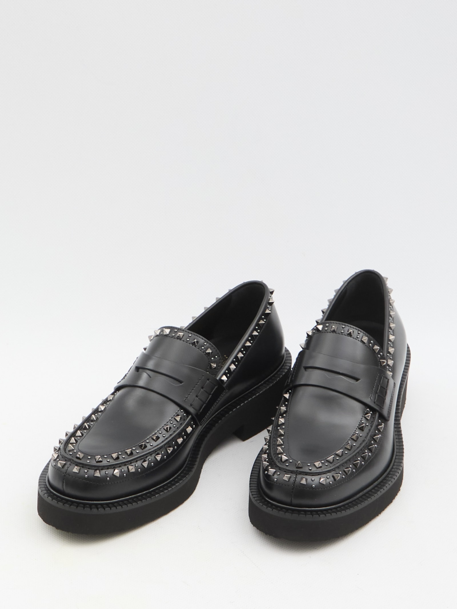 Shop Valentino Gentleglam Loafers In Black