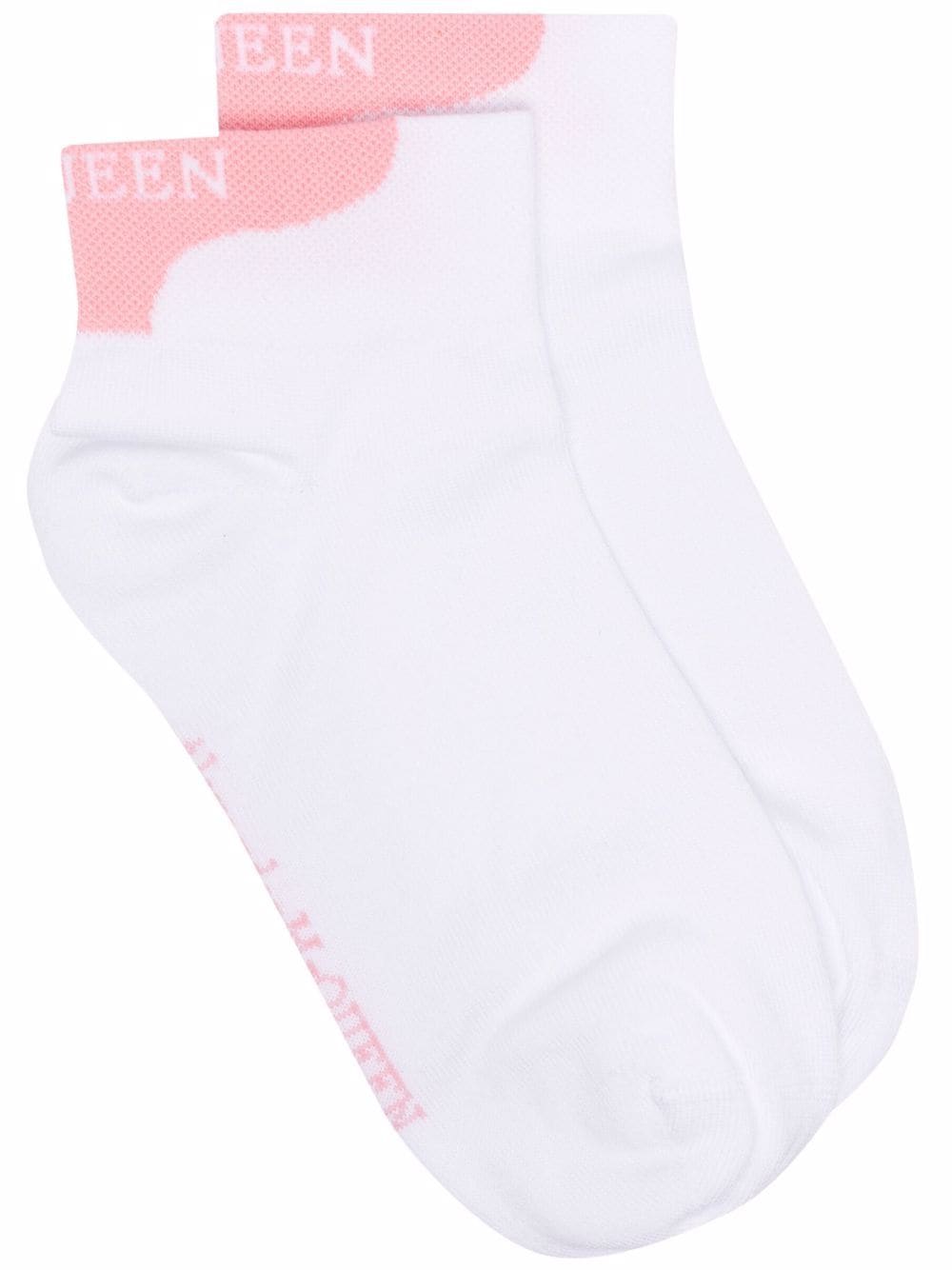 Alexander McQueen Woman White And Pink Mcqueen Socks