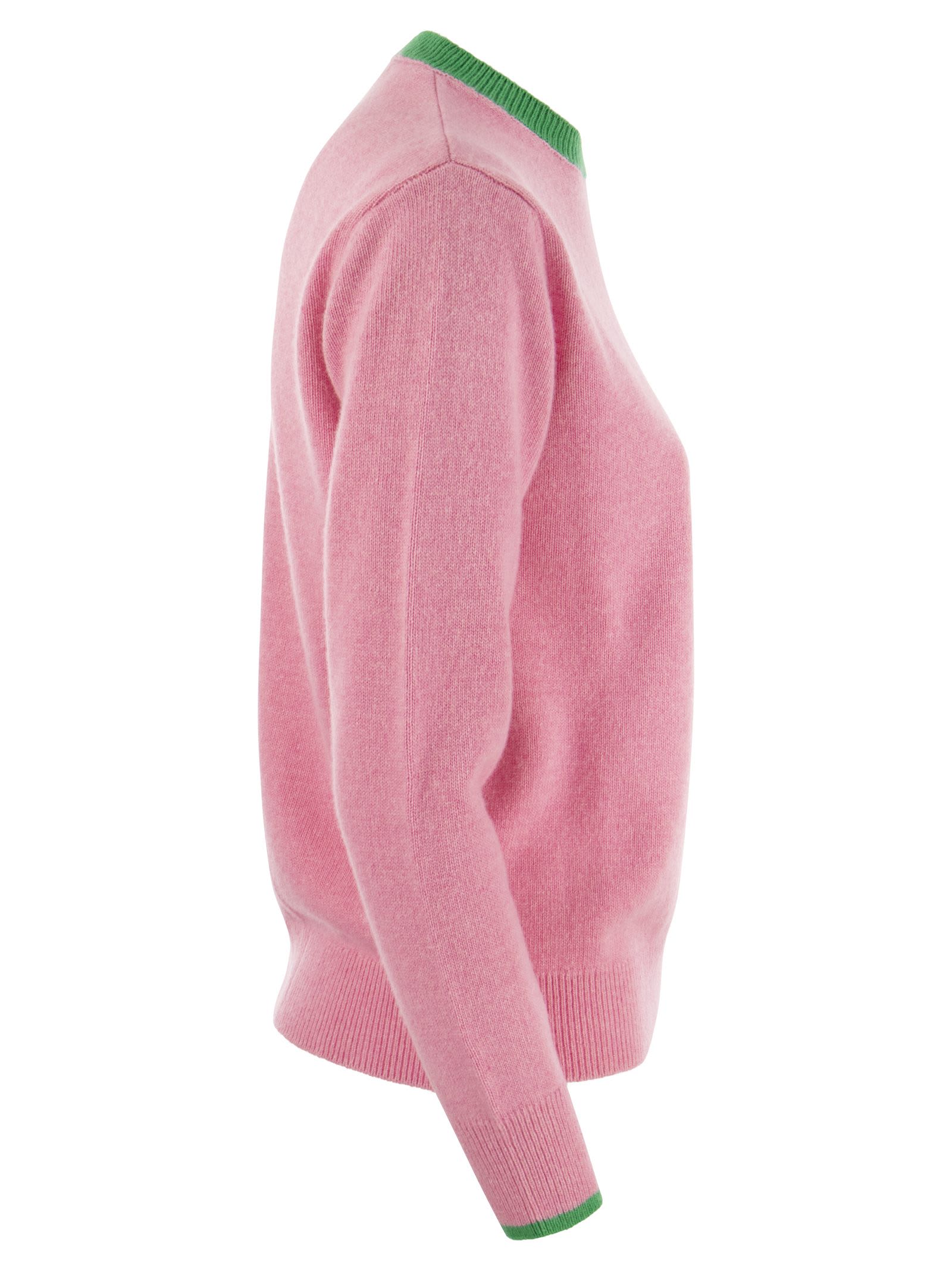 Shop Mc2 Saint Barth Wool And Cashmere Blend Jumper With Vodka Vs Yoga Embroidery In Pink