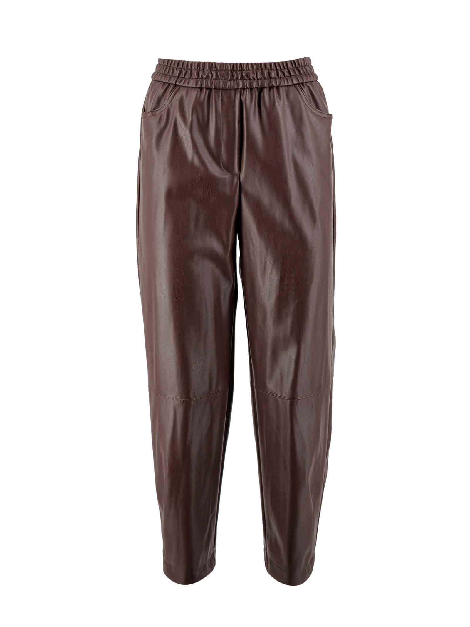 (nude) Faux-leather Trousers