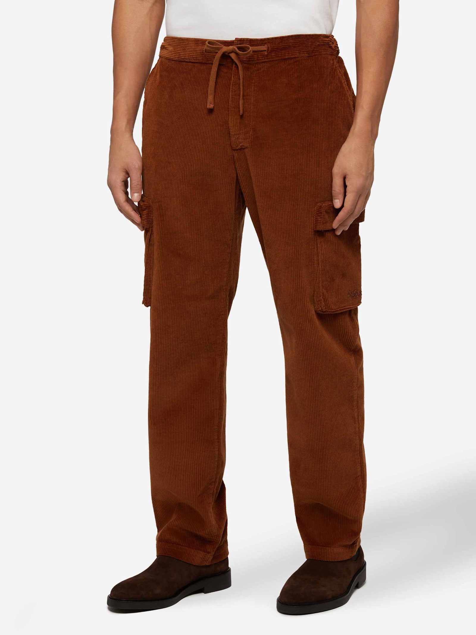 Camel Corduroy Cargo Pants Goldeck