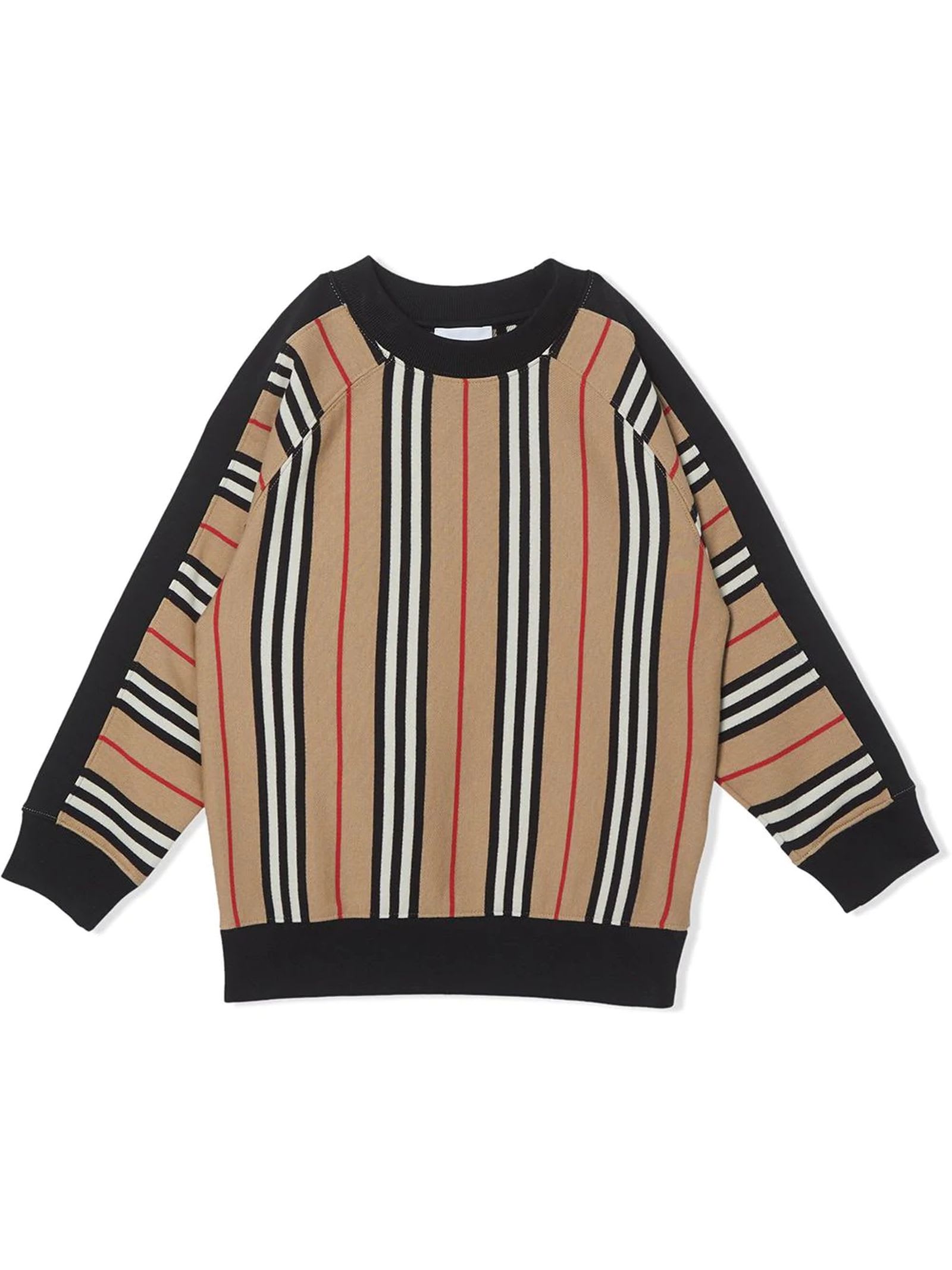 Burberry Black And Beige Cotton Sweatshirt
