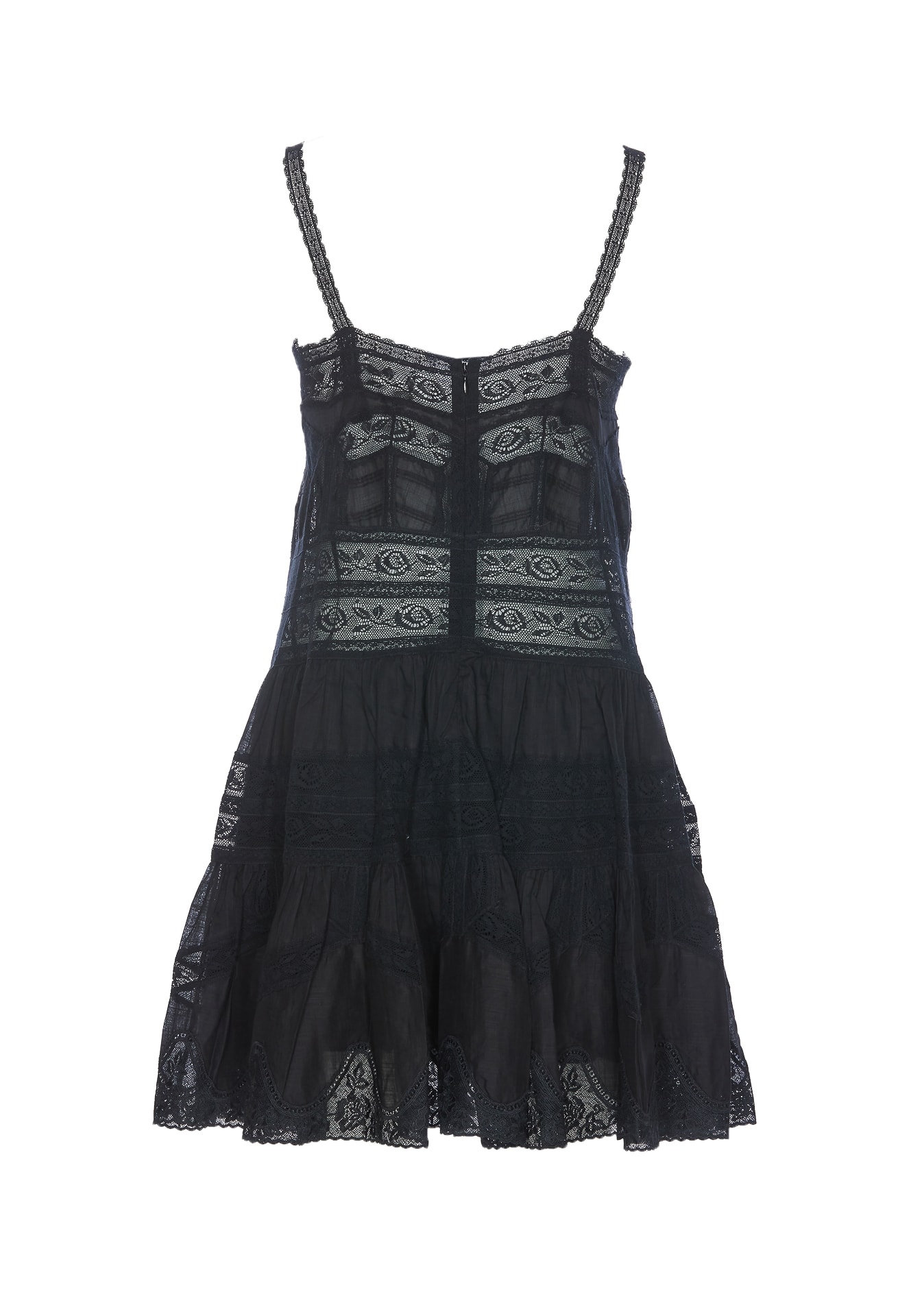 Shop Zimmermann Halliday Lace Trim Short Dress In Black