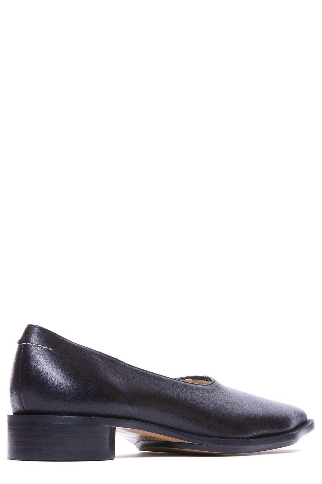 Shop Mm6 Maison Margiela Square Toe Slip-on Ballerinas In Black