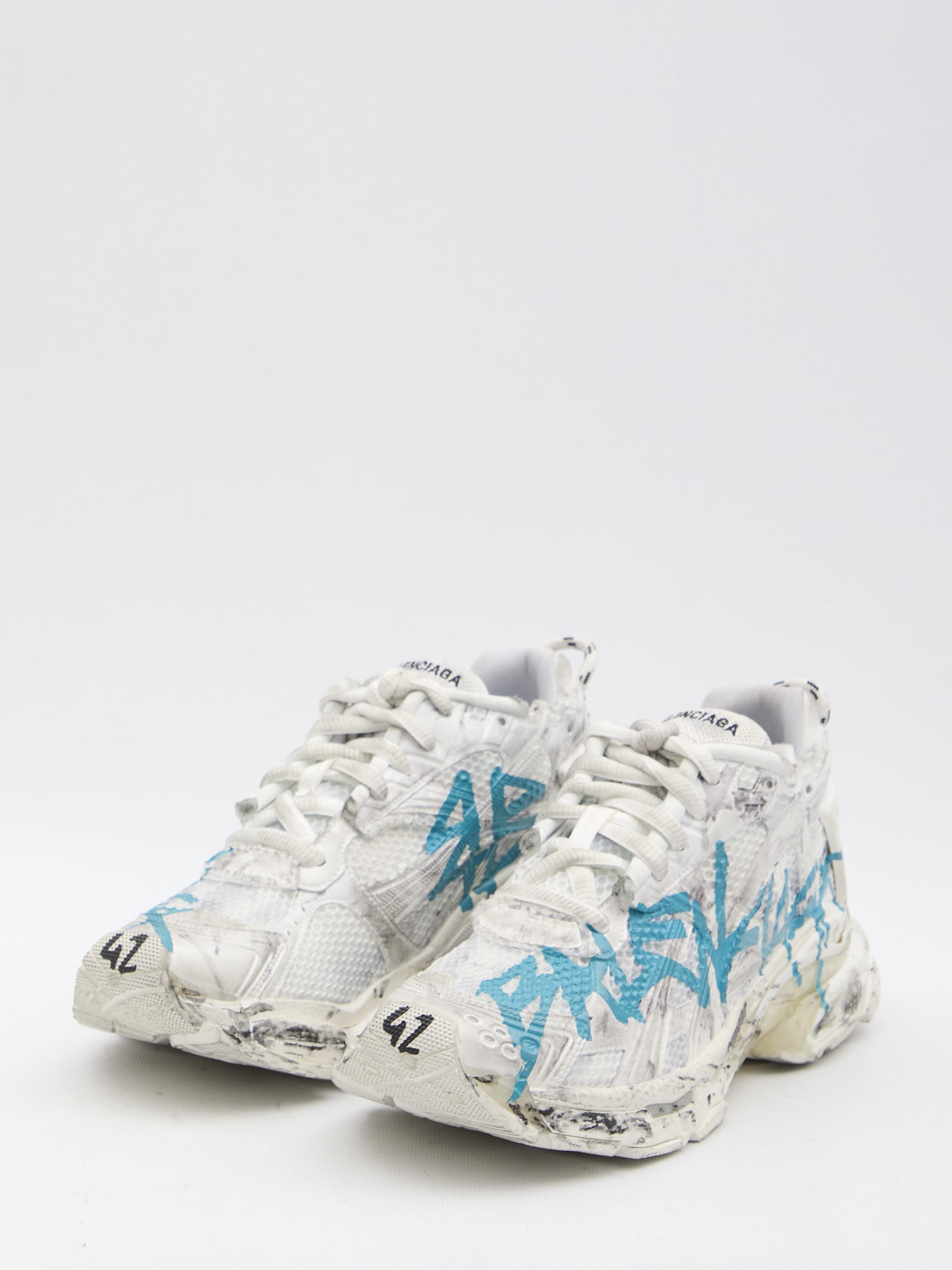 Shop Balenciaga Runner Graffiti Sneakers In White