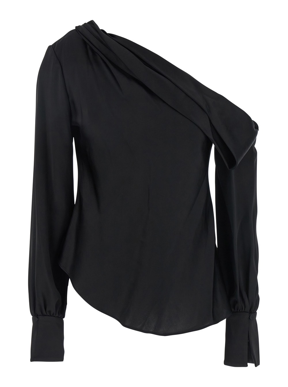 alice Black One-shoulder Top With Asymmetric Neckline And Cut-out Cuffs In Tech Fabric Woman