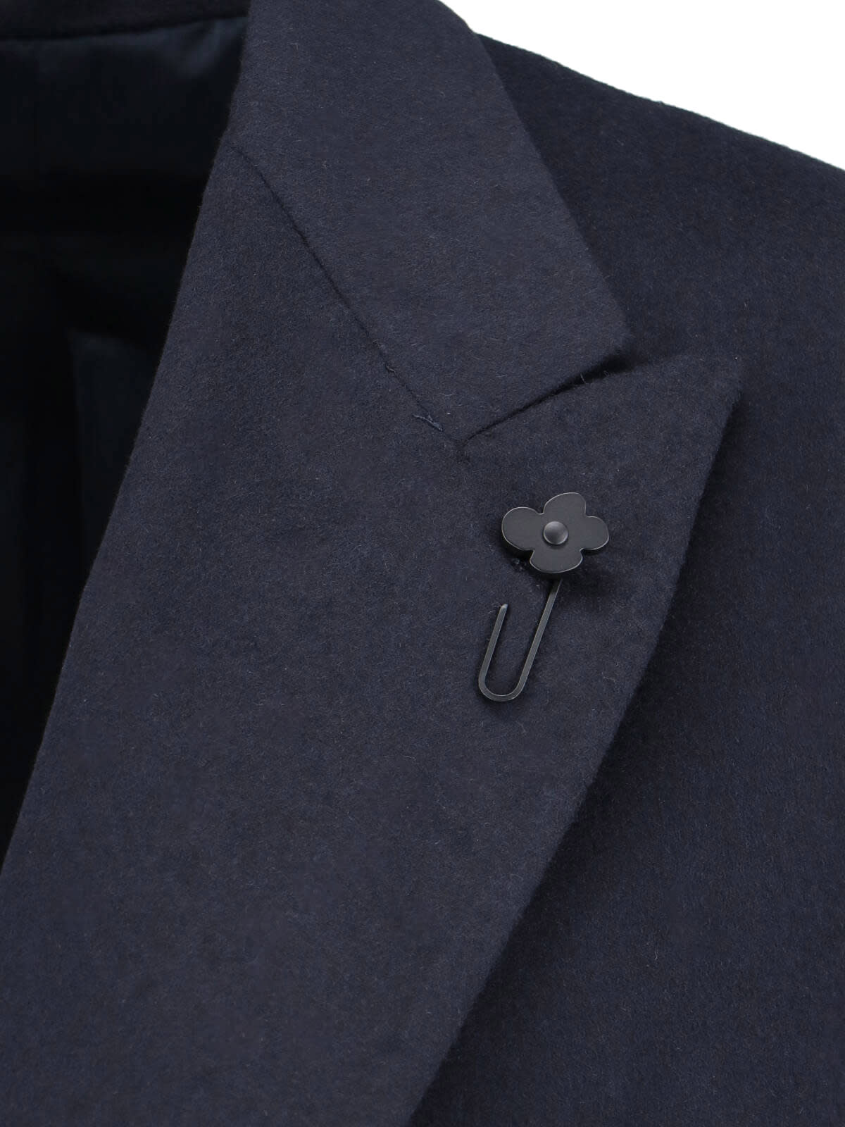 Lardini Buttoned Longline Jacket Notched Lapel In Blue