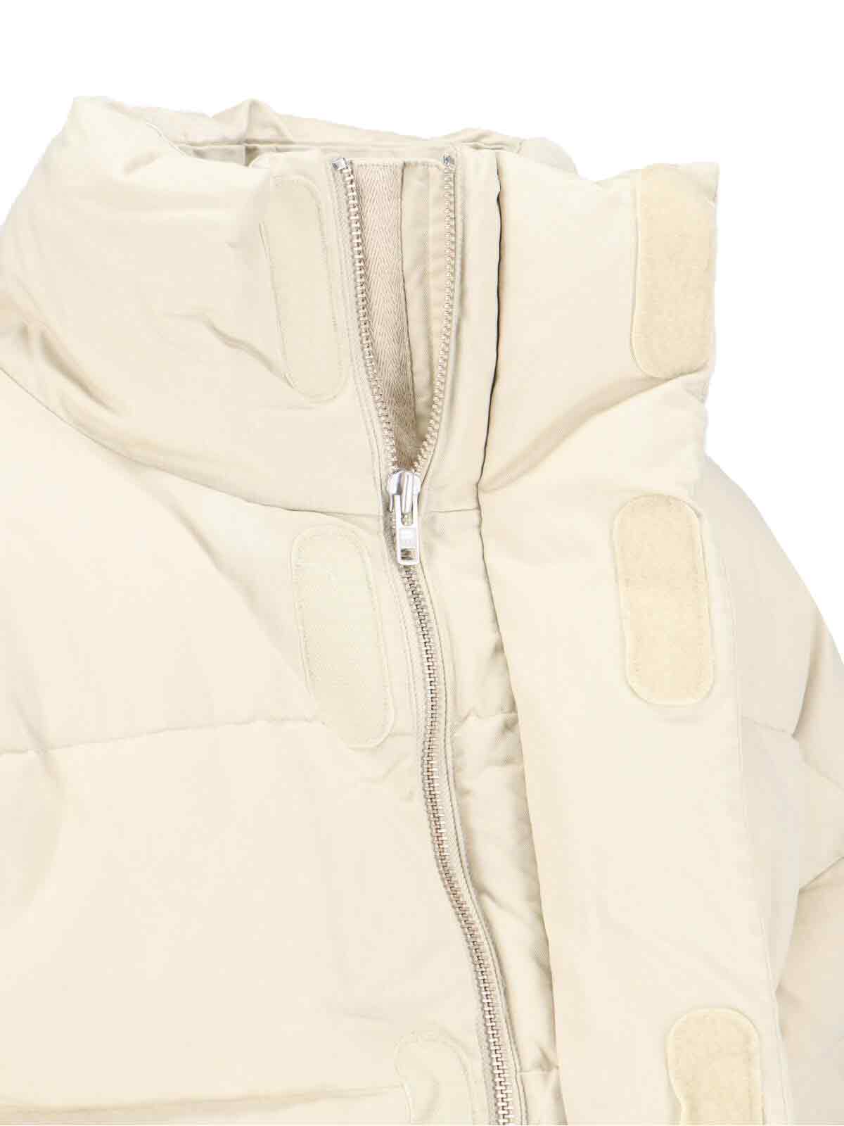 Entire Studios High Collar Padded Quilted Jacket In Cream