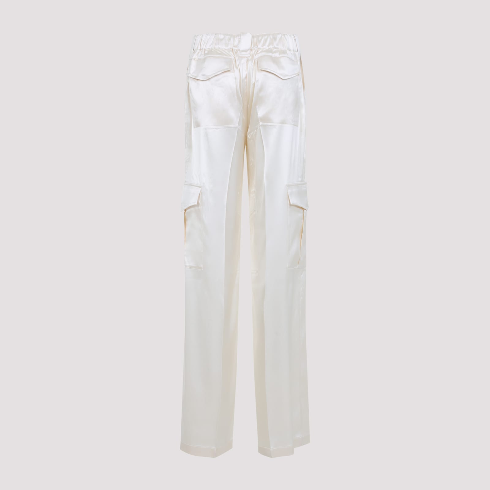 Phoebe Philo Liquid Cargo Pants In Silk Blend In White