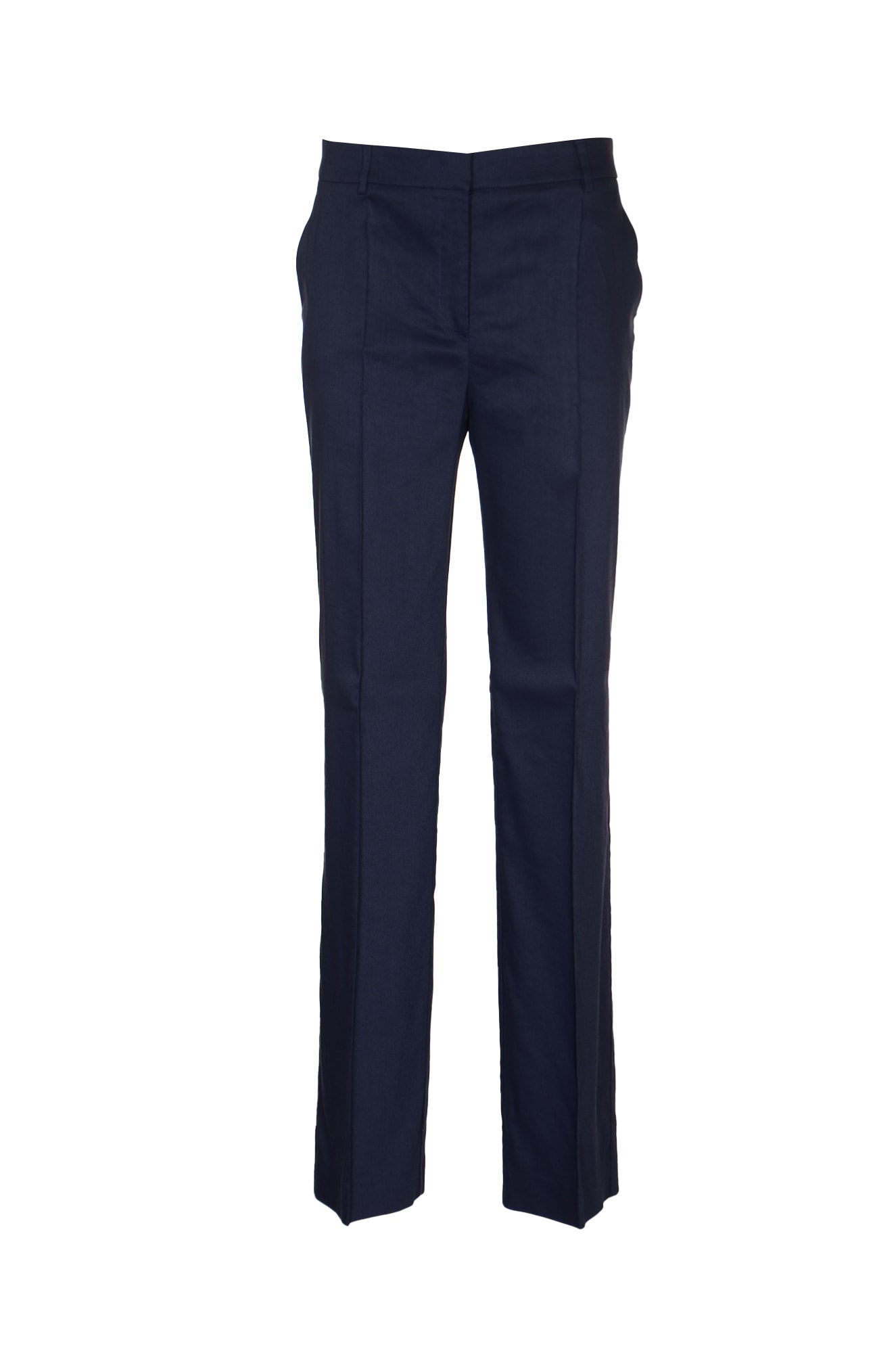Shop Alberta Ferretti Classic Fitted Concealed Trousers In Blue