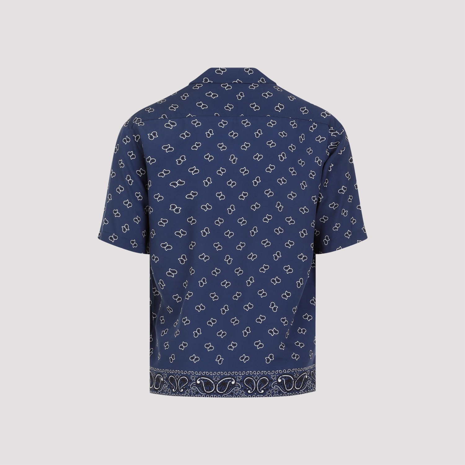 Shop Palm Angels Paisley Bowling Shirt In Navy Blue