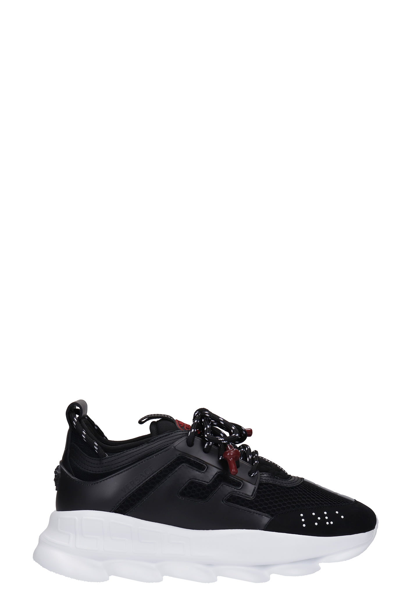 Versace Chain Reaction Sneakers In Black Suede And Leather