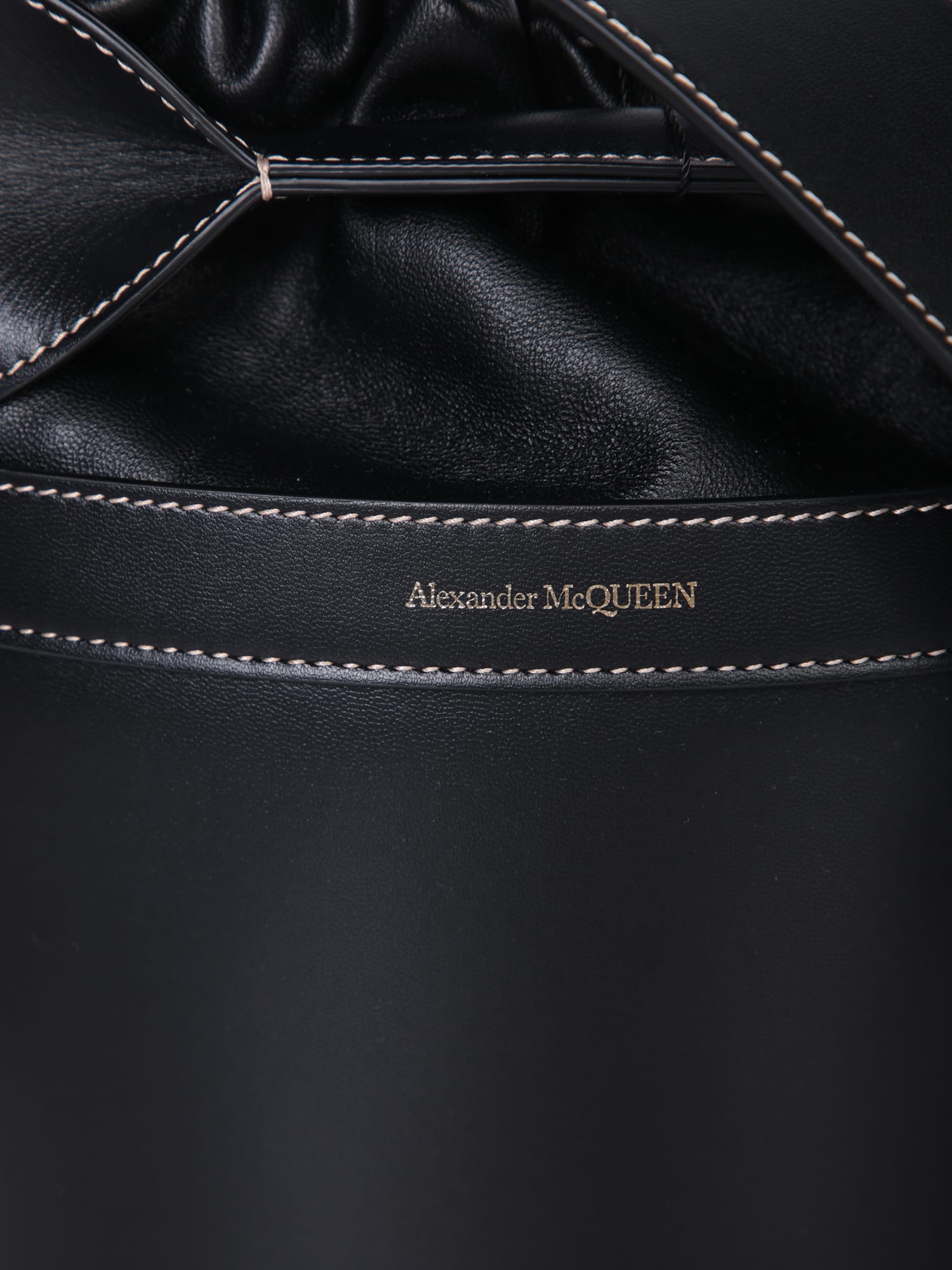 Shop Alexander Mcqueen Bucket Bow Black Bag