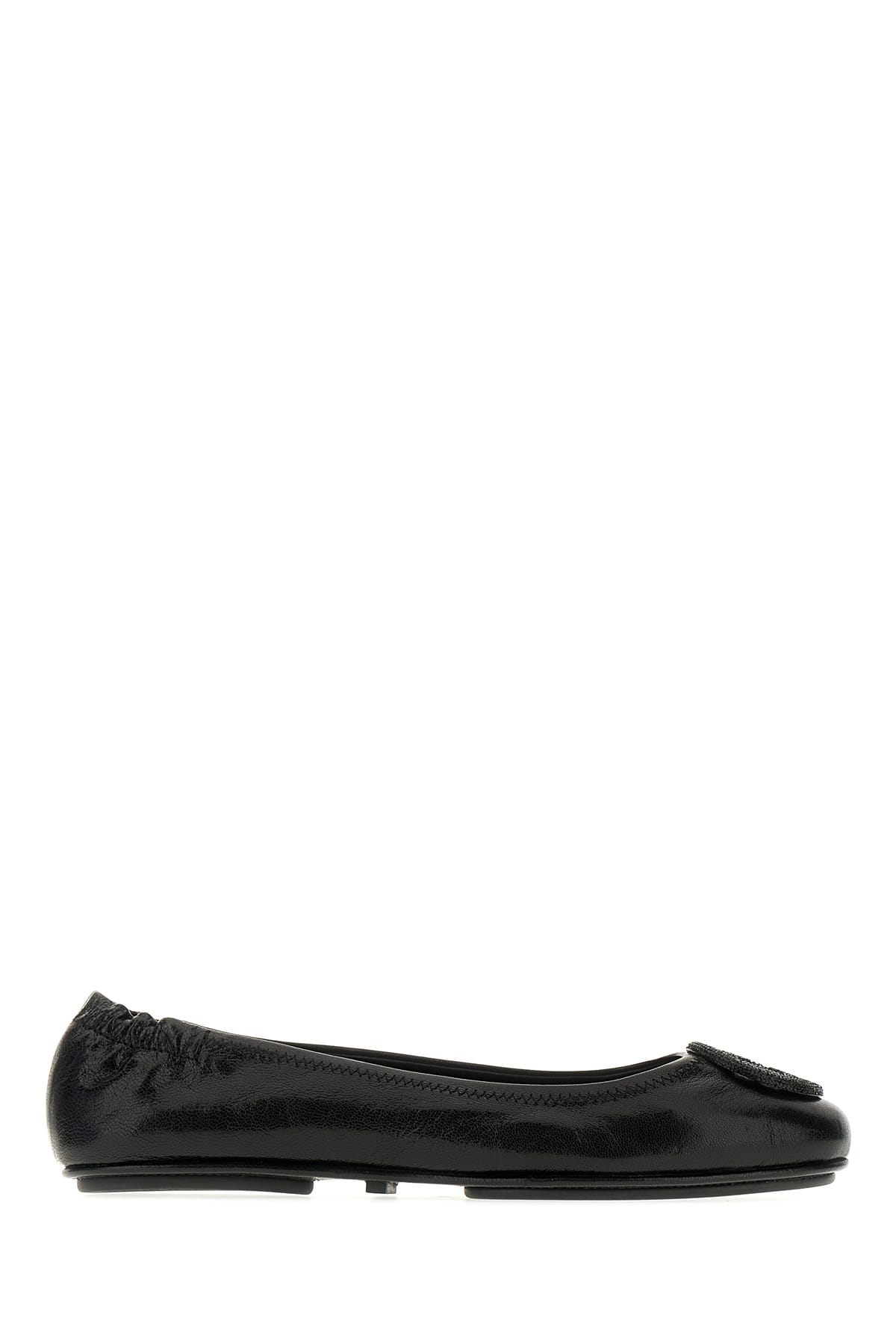 Shop Tory Burch Black Leather Minnie Ballerinas In Black Jet