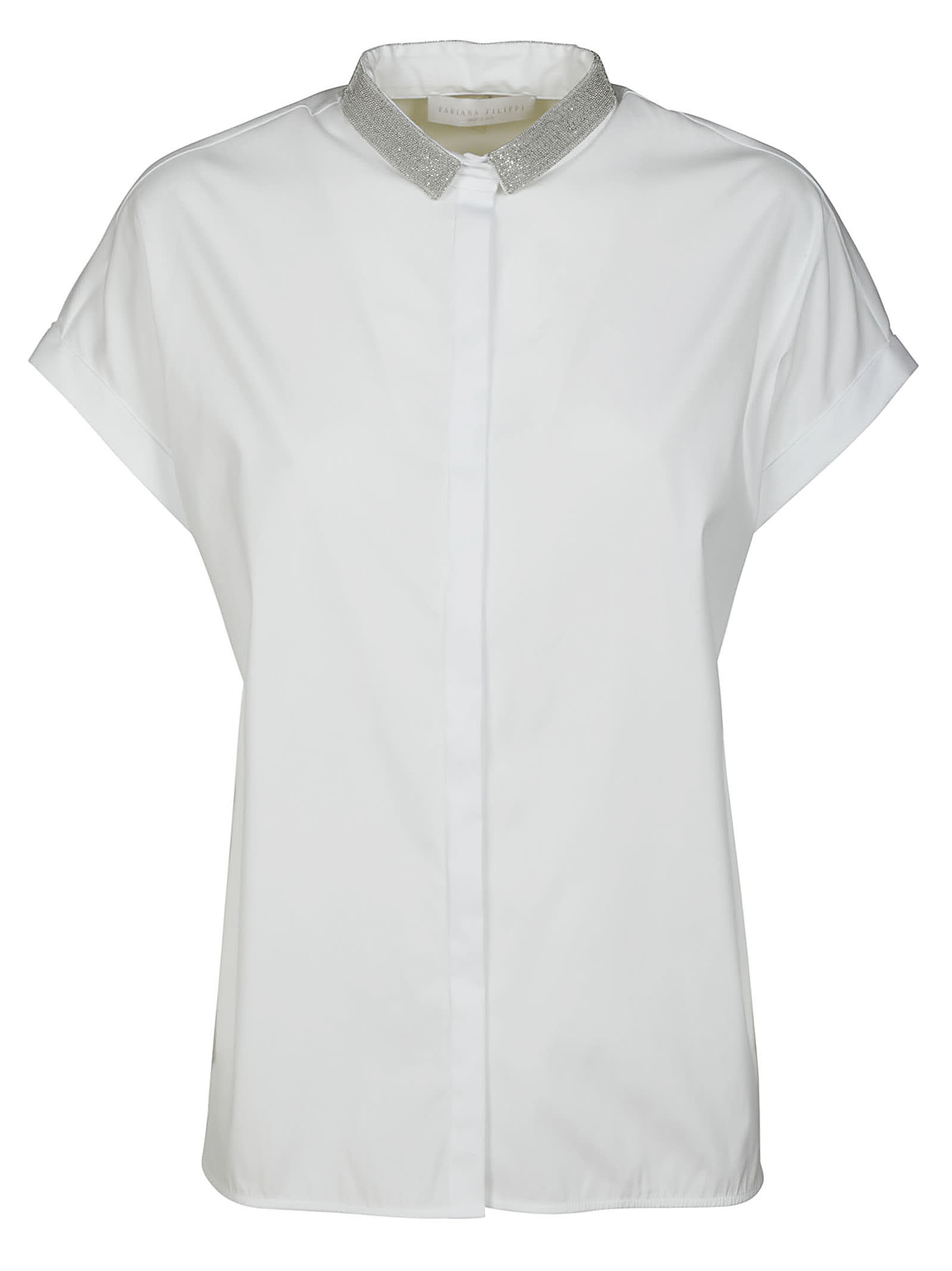Fabiana Filippi Embellished Collar Short Sleeve Shirt