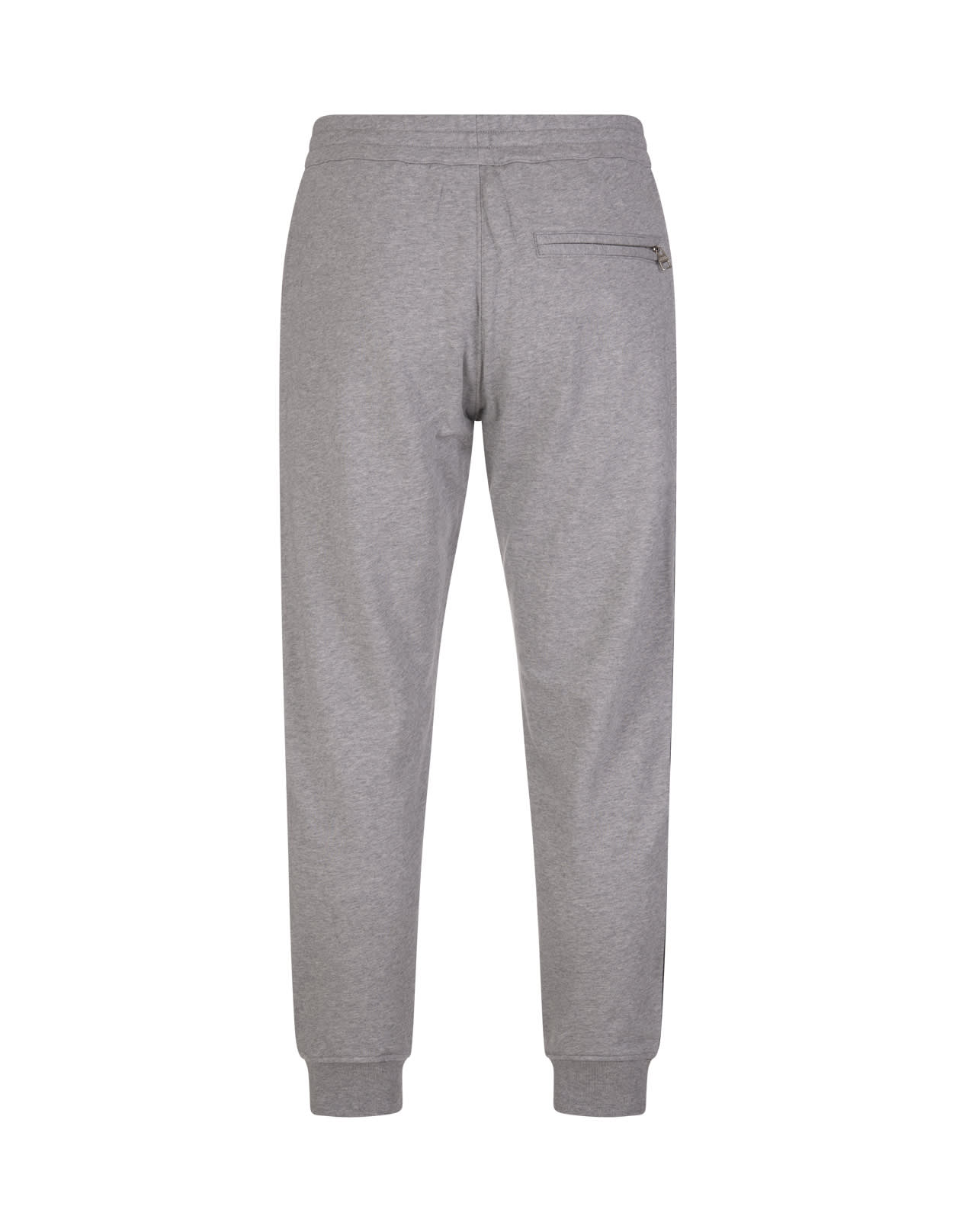 Shop Alexander Mcqueen Man Grey Joggers With Logoed Bands In Grigio