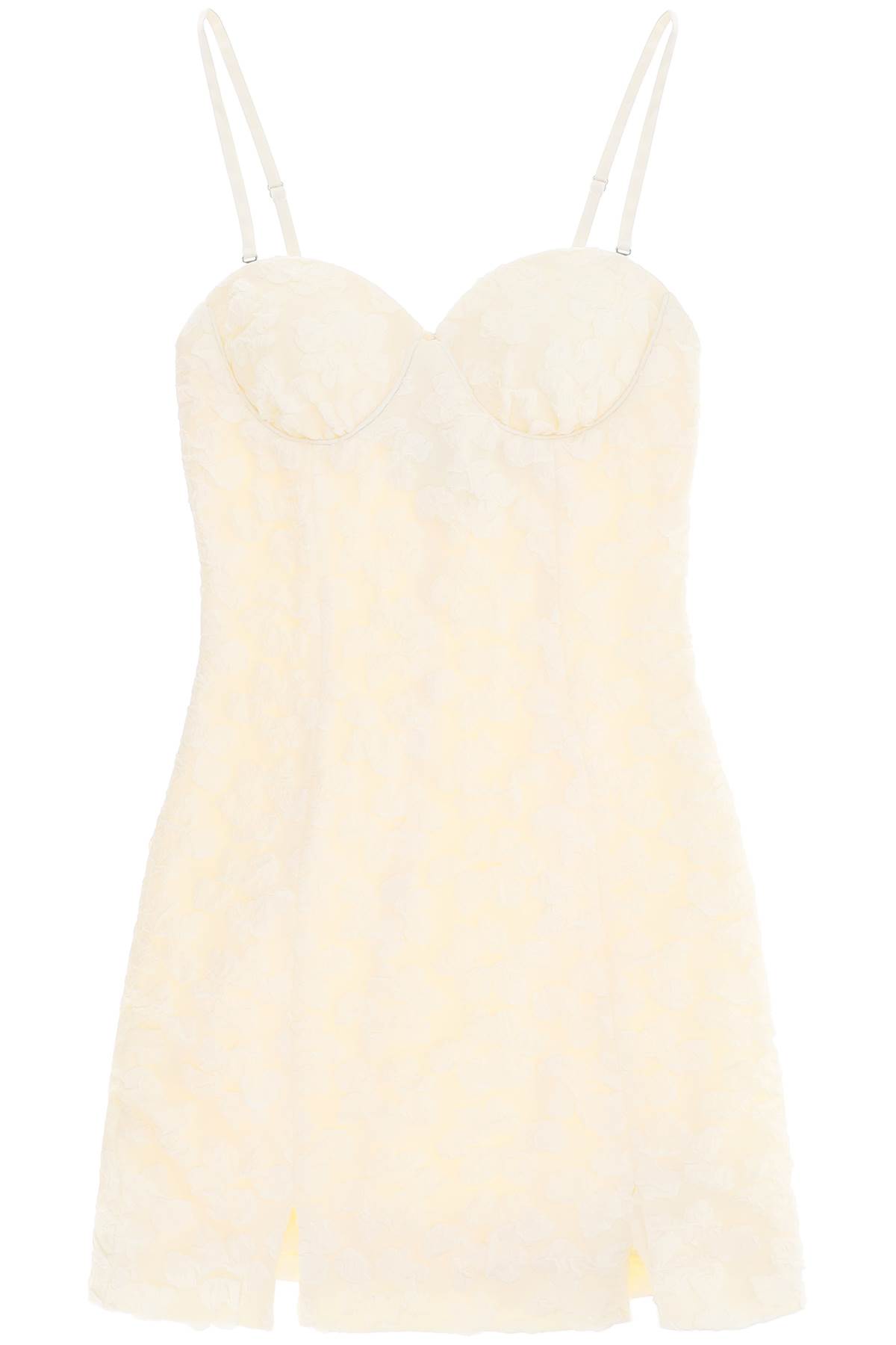 Shop Rotate Birger Christensen Mini Bustier Dress In Jacquard Fabric In Egret (white)