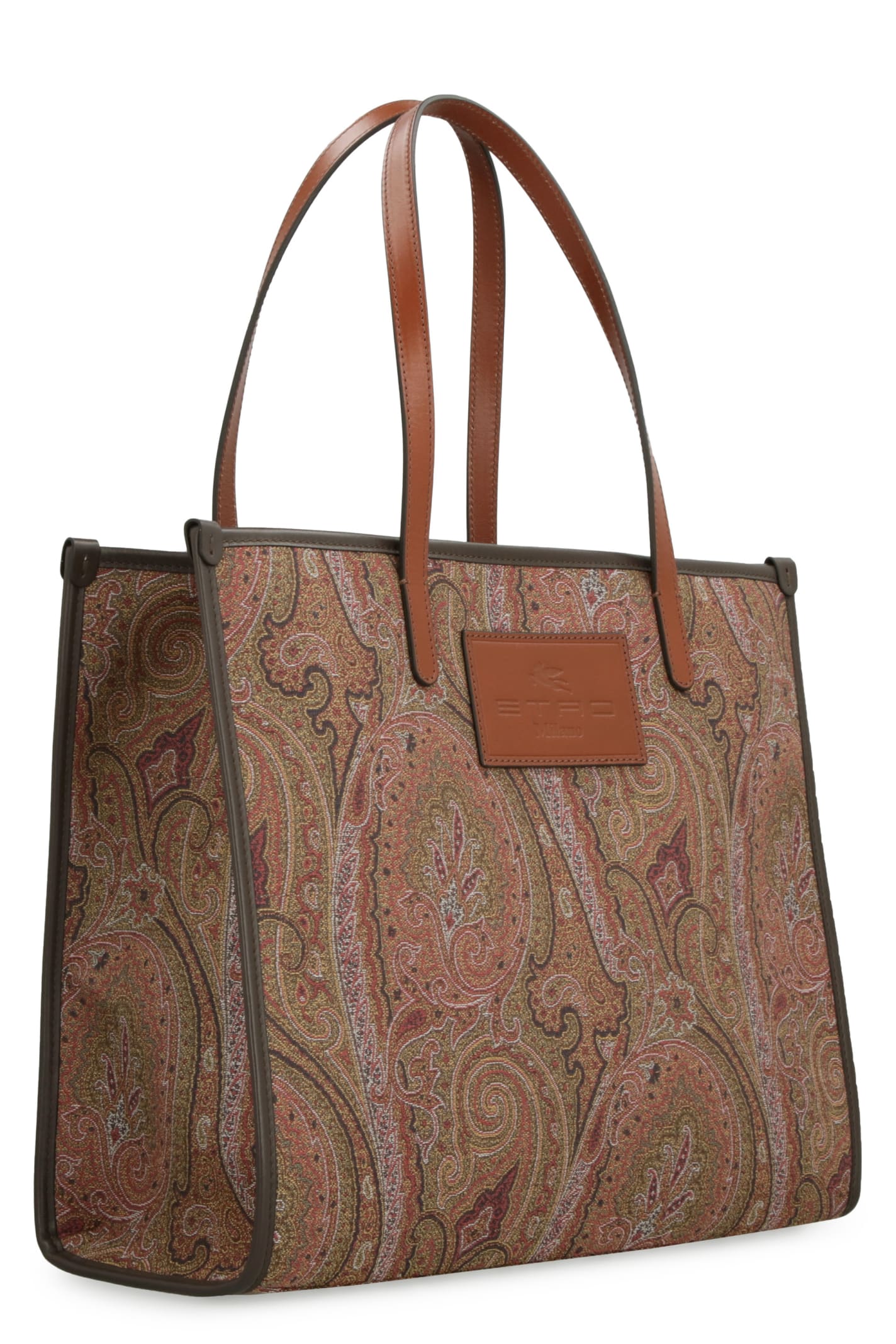 ETRO Globetrotter Pattern Canvas Shopping Tote Bag for Women