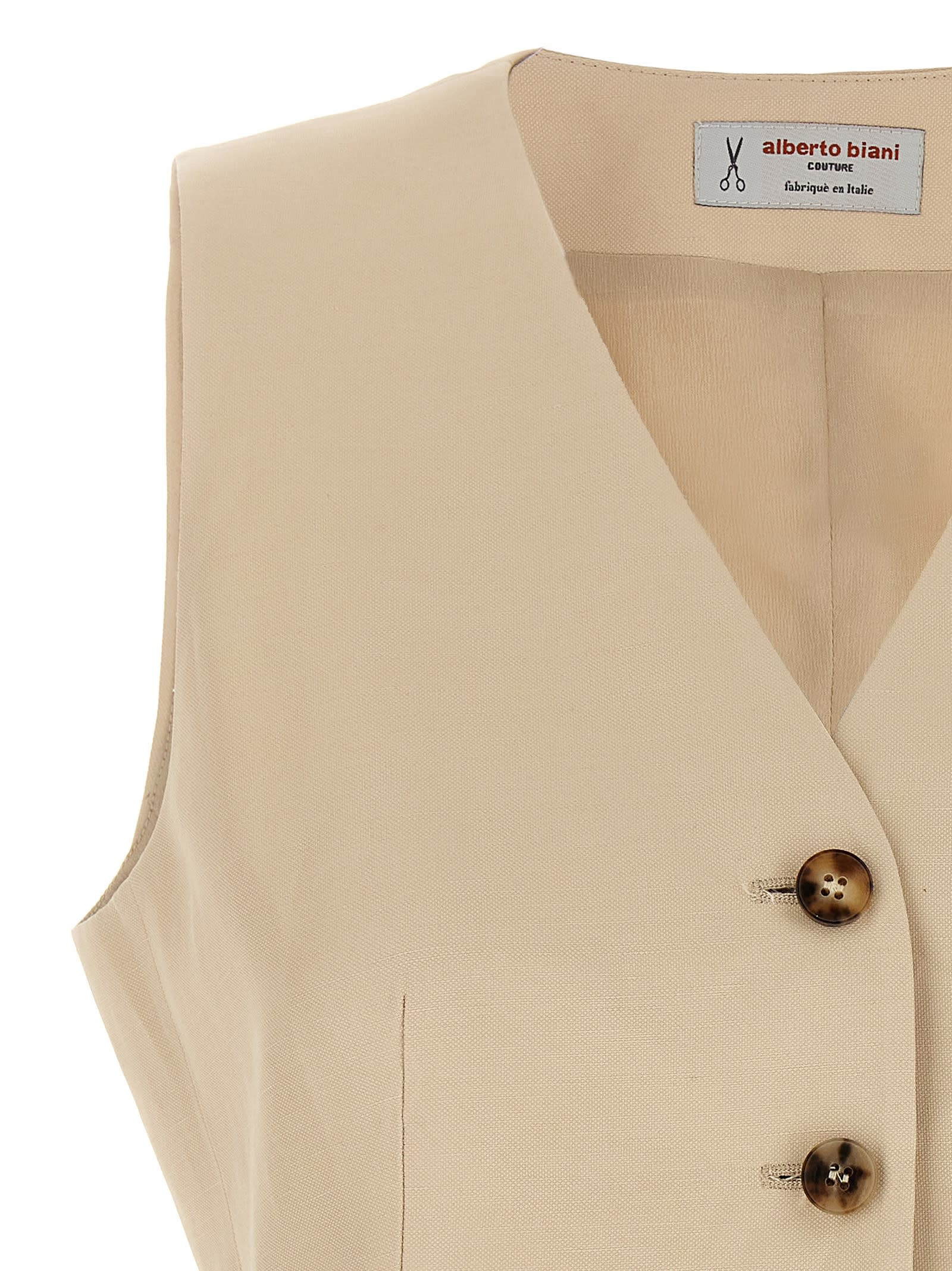 Alberto Biani Linen Viscose Vest In Beige