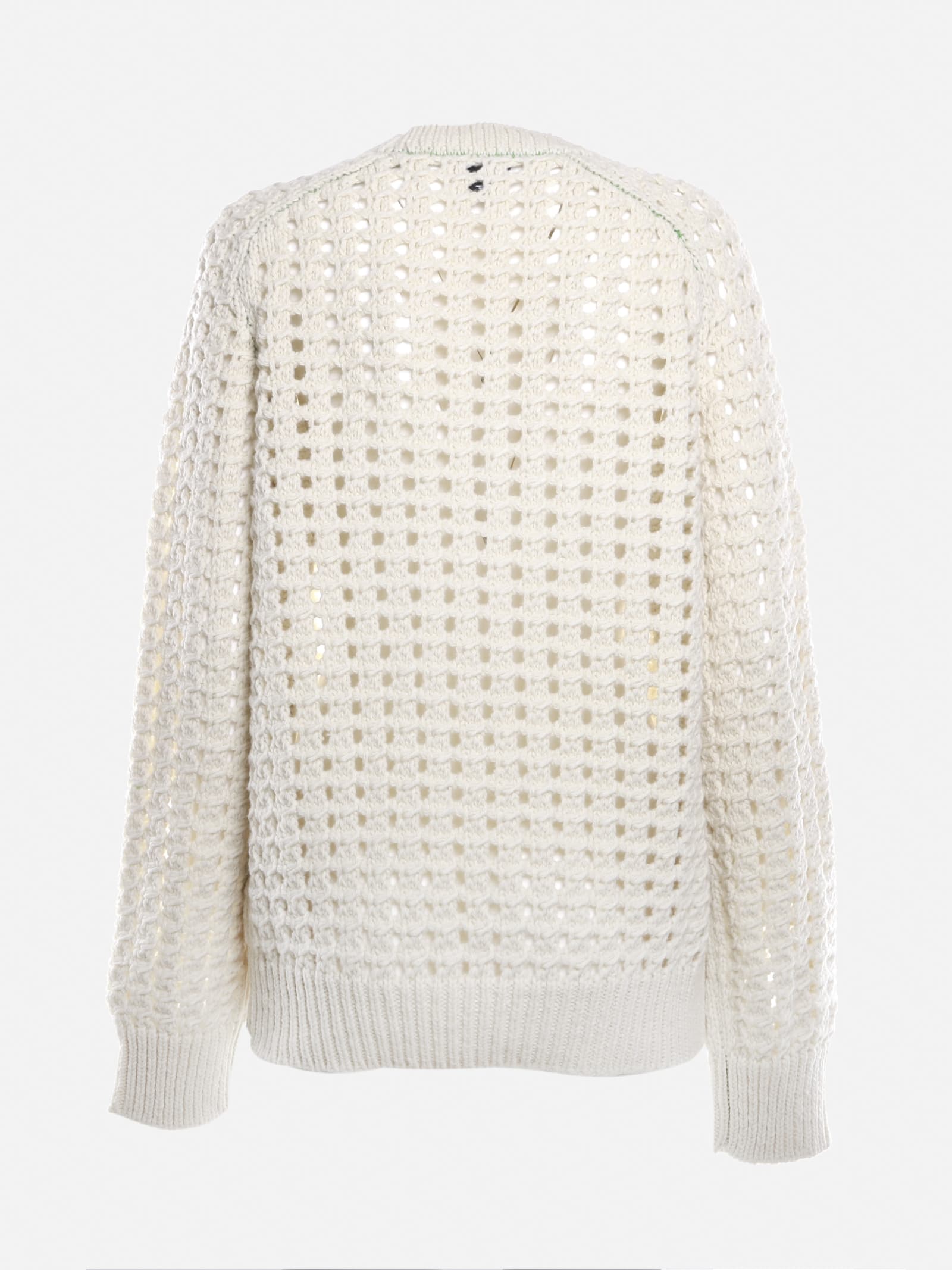 Shop Bottega Veneta Wool Sweater With Perforated Details In Chalk