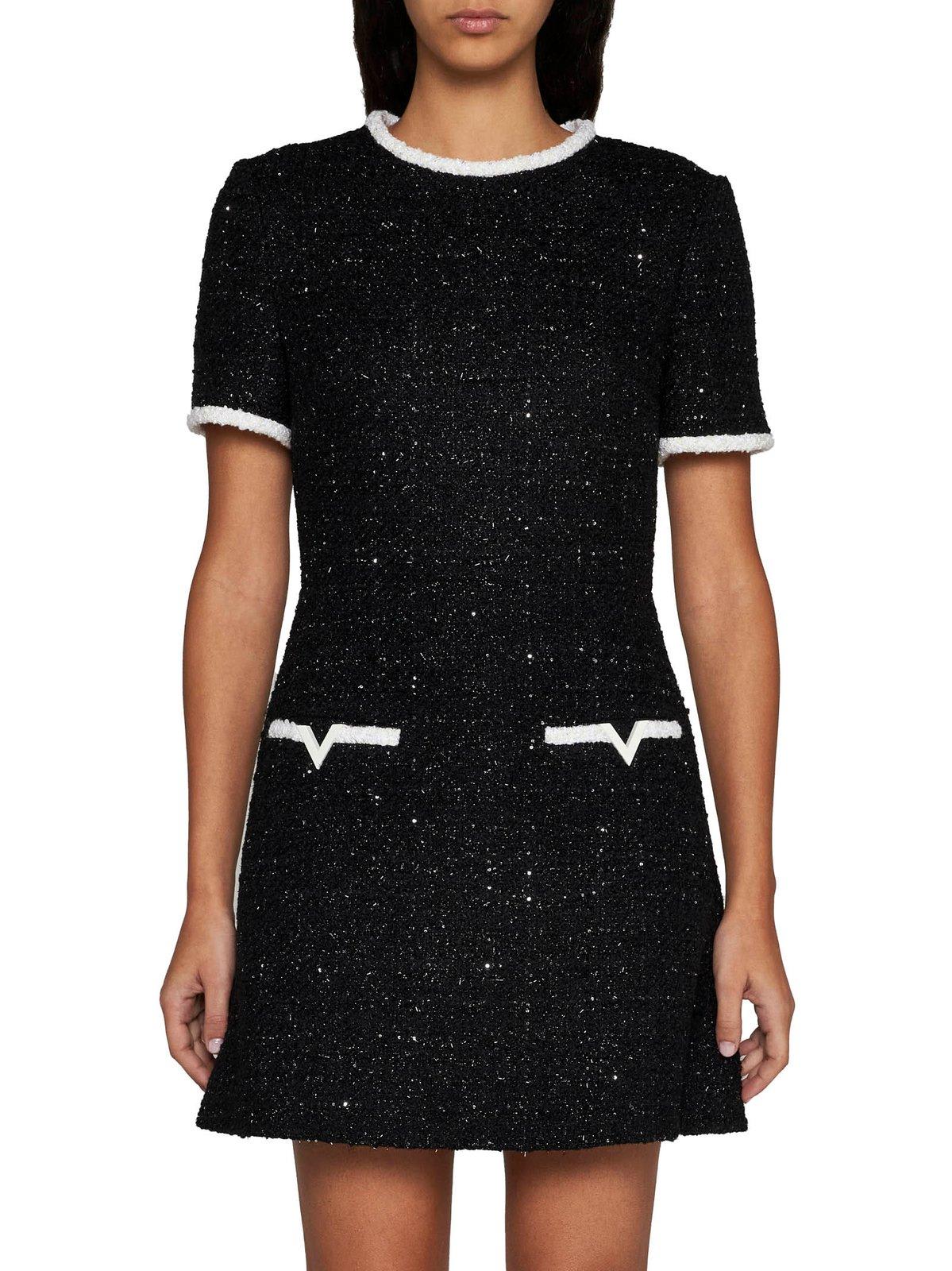 Shop Valentino Crewneck Short-sleeved Mini Dress In Black