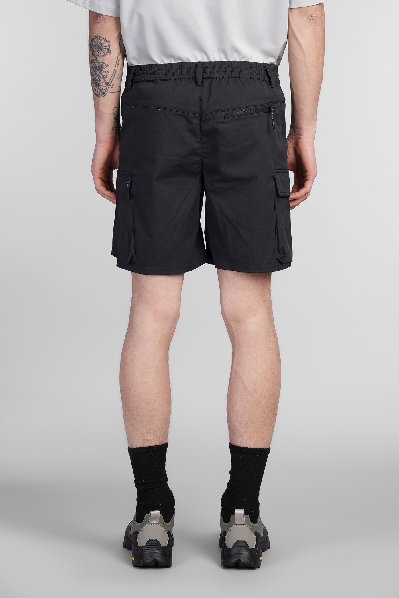 Alpha Industries Utility Cargo Short Shorts In Black Cotton In Black