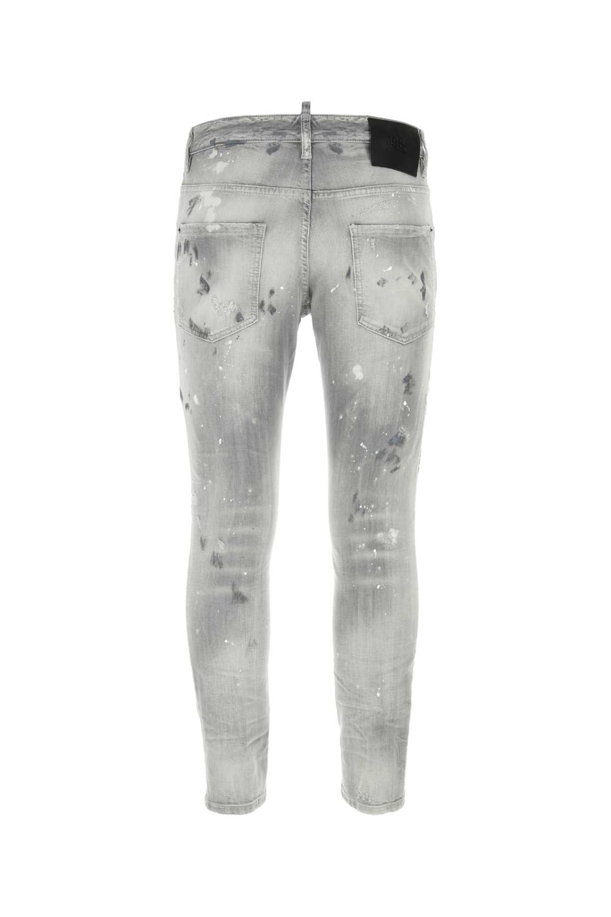 Dsquared2 Light Grey Stretch Denim Skater Jeans In Gray