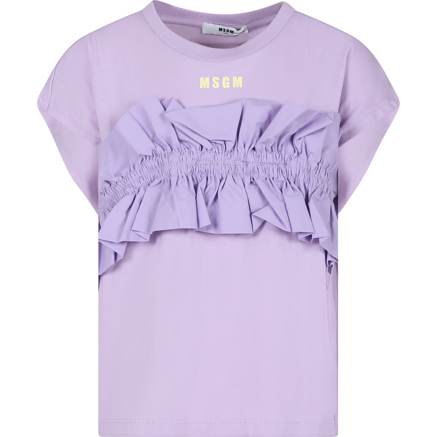 Shop Msgm Lilac T-shirt For Girl With Logo