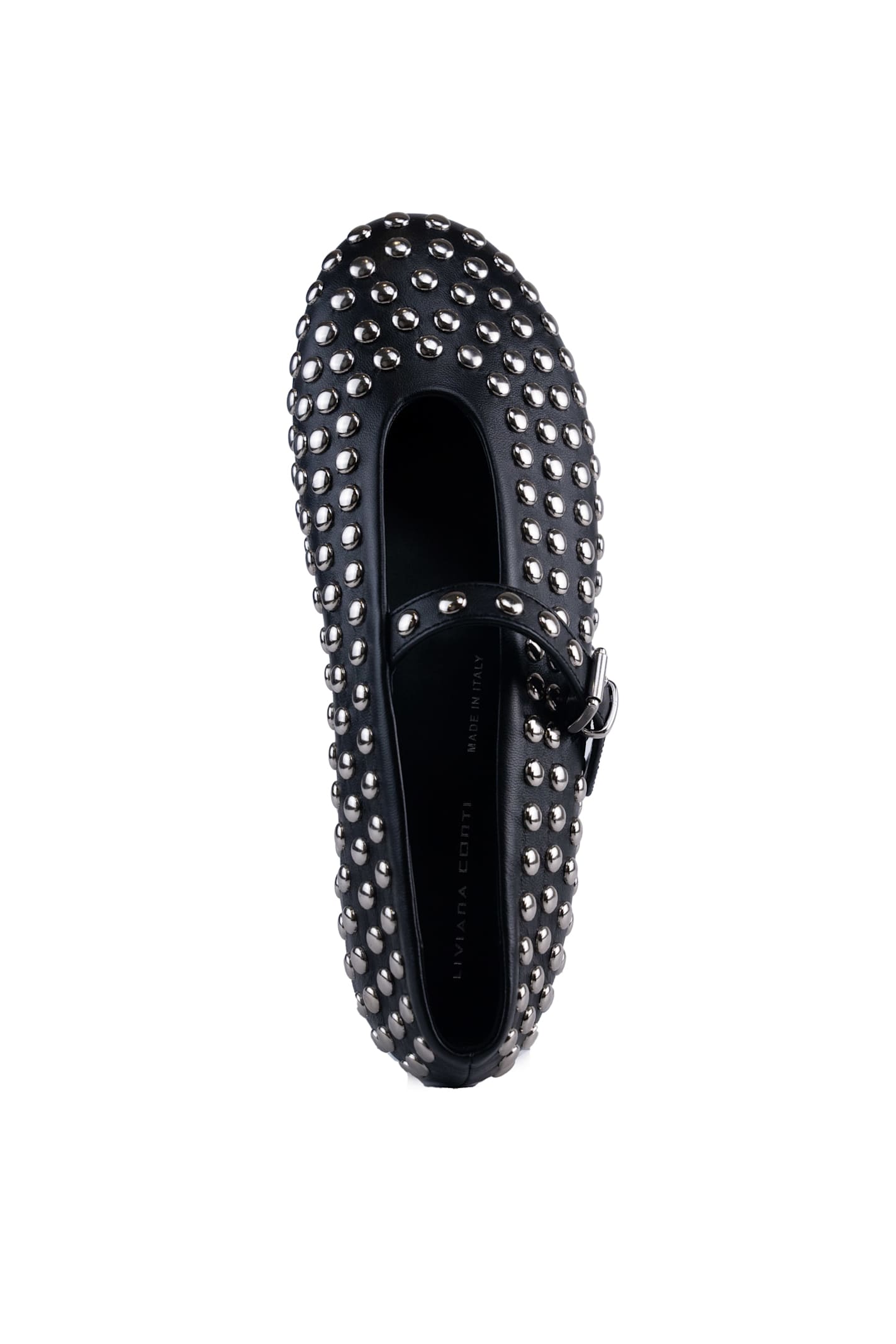 Liviana Conti Leather Ballet Flats With Studs In Nero