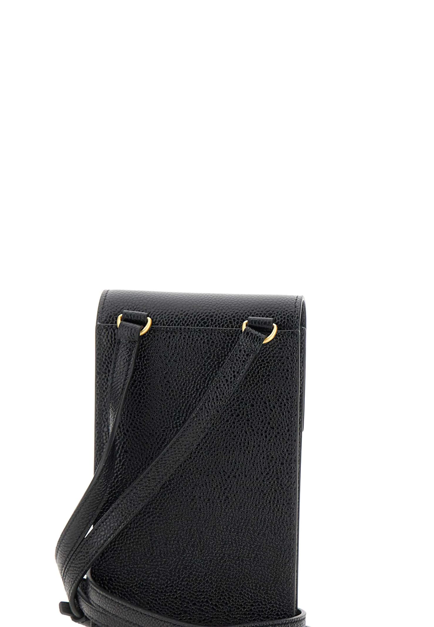 Thom Browne Crossbody Fold Holder Leather Bag In Black