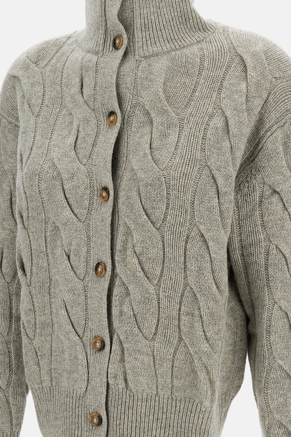 Polo Ralph Lauren Cable-knit Wool-cashmere Cardigan In Gray