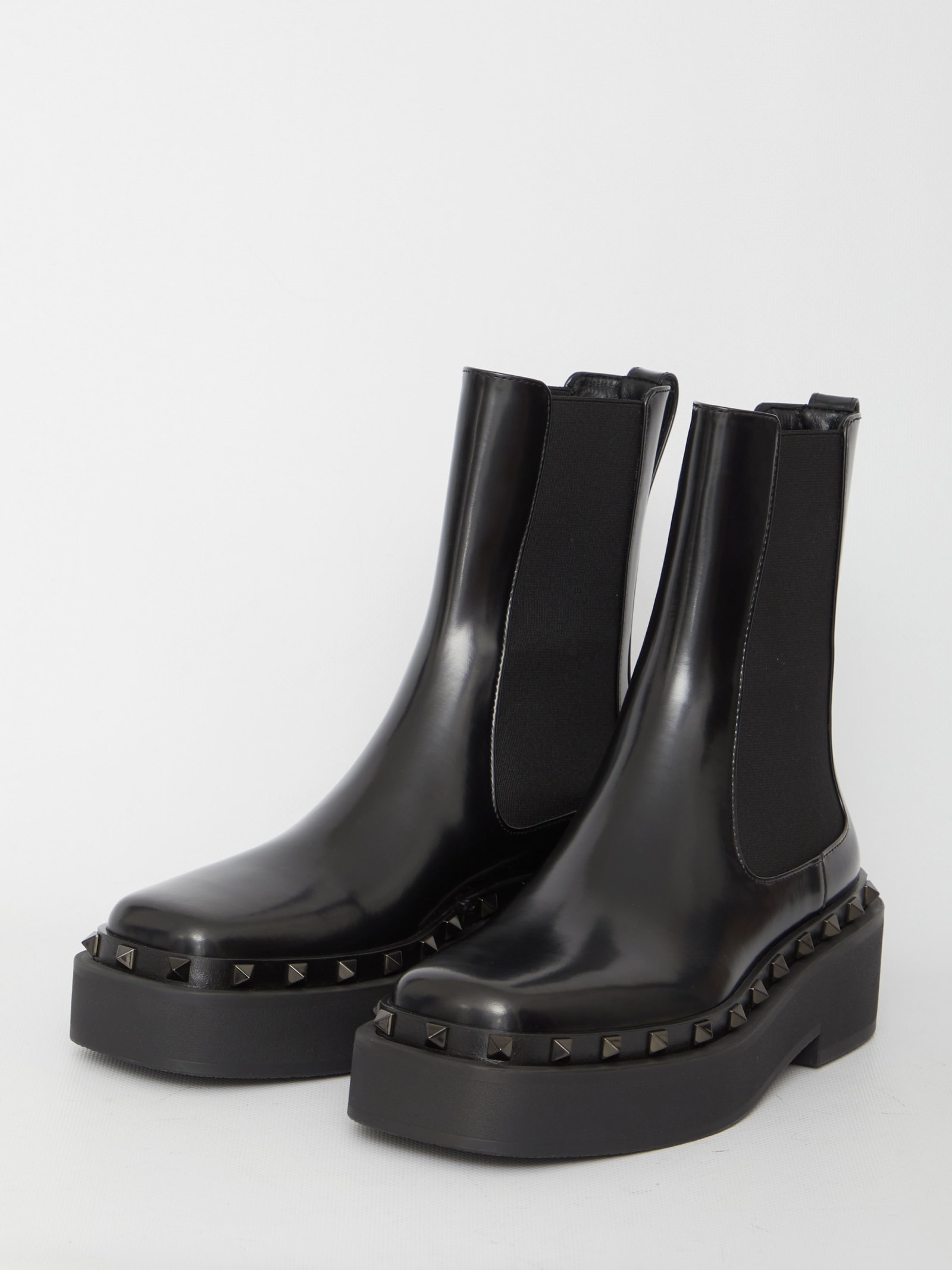 Shop Valentino Beatle Rockstud M-way Boots In Black